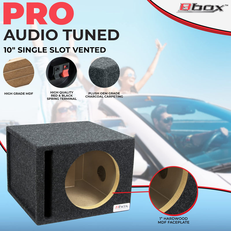 10” Bbox Pro-Tuned Single Vented Subwoofer Carpeted Enclosure - Subwoofer Box Improves Audio Quality, Sound & Bass,Charcoal