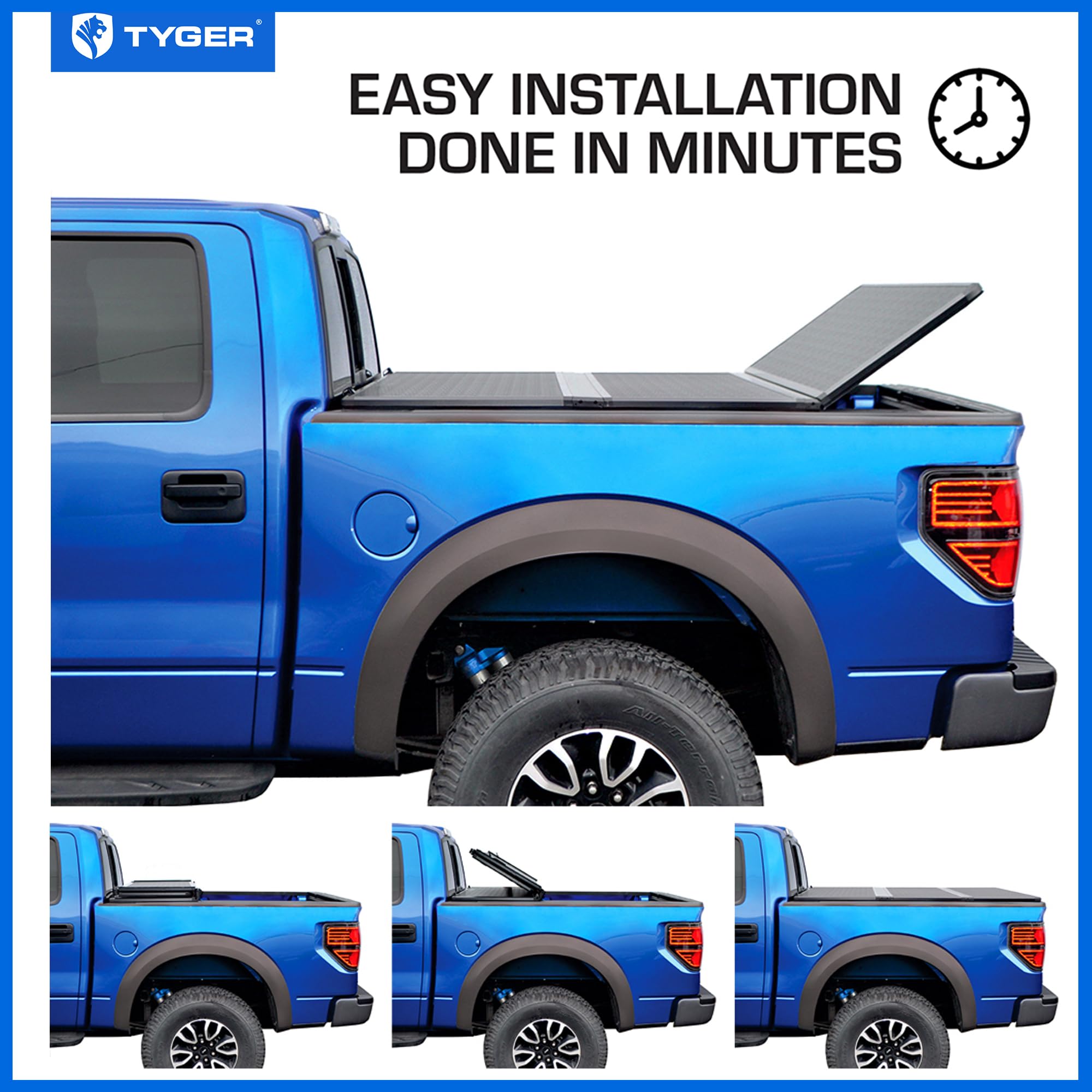 Tonneau Cover Tyger Auto T5 Alloy Hardtop Truck Bed Compatible with 2014-2018 Chevy Silverado / GMC Sierra 1500; 2019 LD/Limited Only | 5'8" Bed (69") | TG-BC5C3006 Hard Folding Solid Tri-Fold