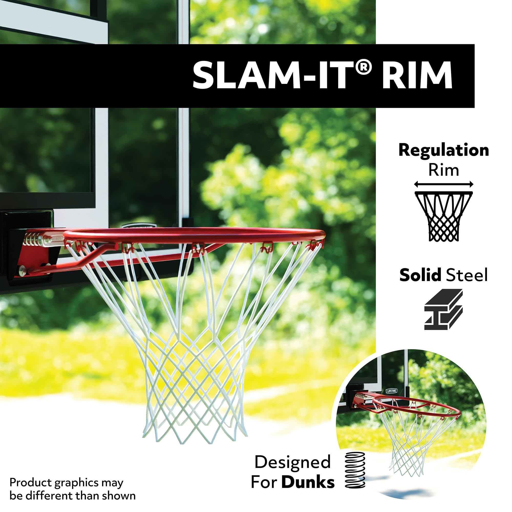 71281 Lifetime In Ground Power Lift Basketball System, 52 Inch Shatterproof Backboard