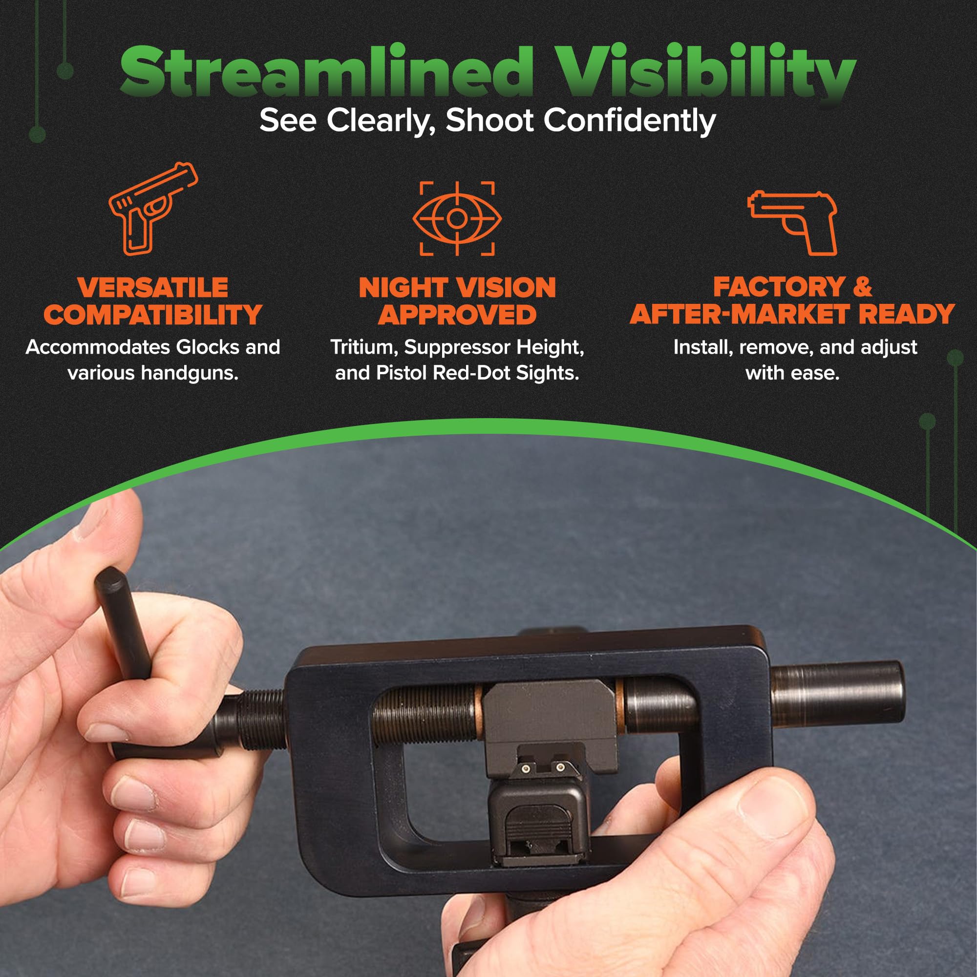 TRUGLO Durable and Portable Steel Rear and Front Sight Installation and Removal Tool with Mounted Sights for Hunting, Black