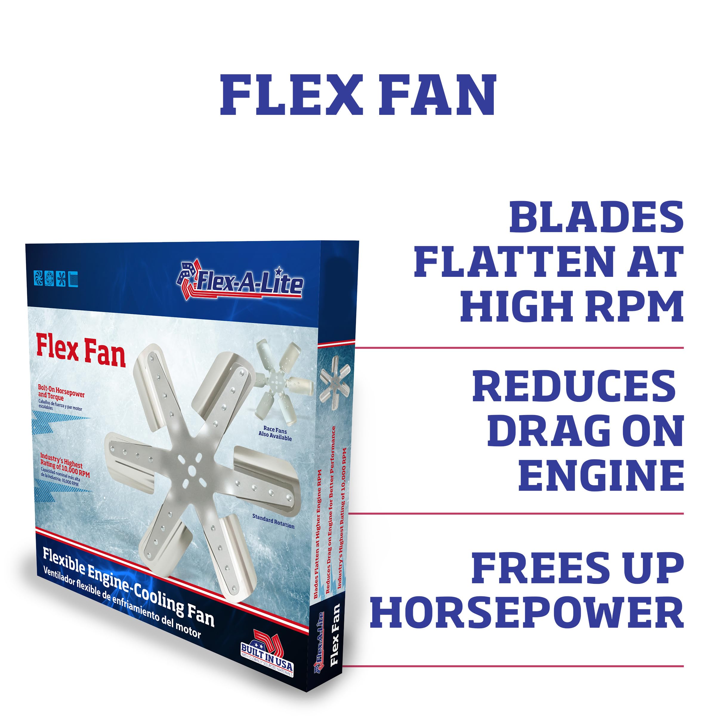Flex-A-Lite 6-Blade Belt-Driven Silver Flex Fan Electric Fan, Puller Fan (2018), Car Accessories, 18 Inches
