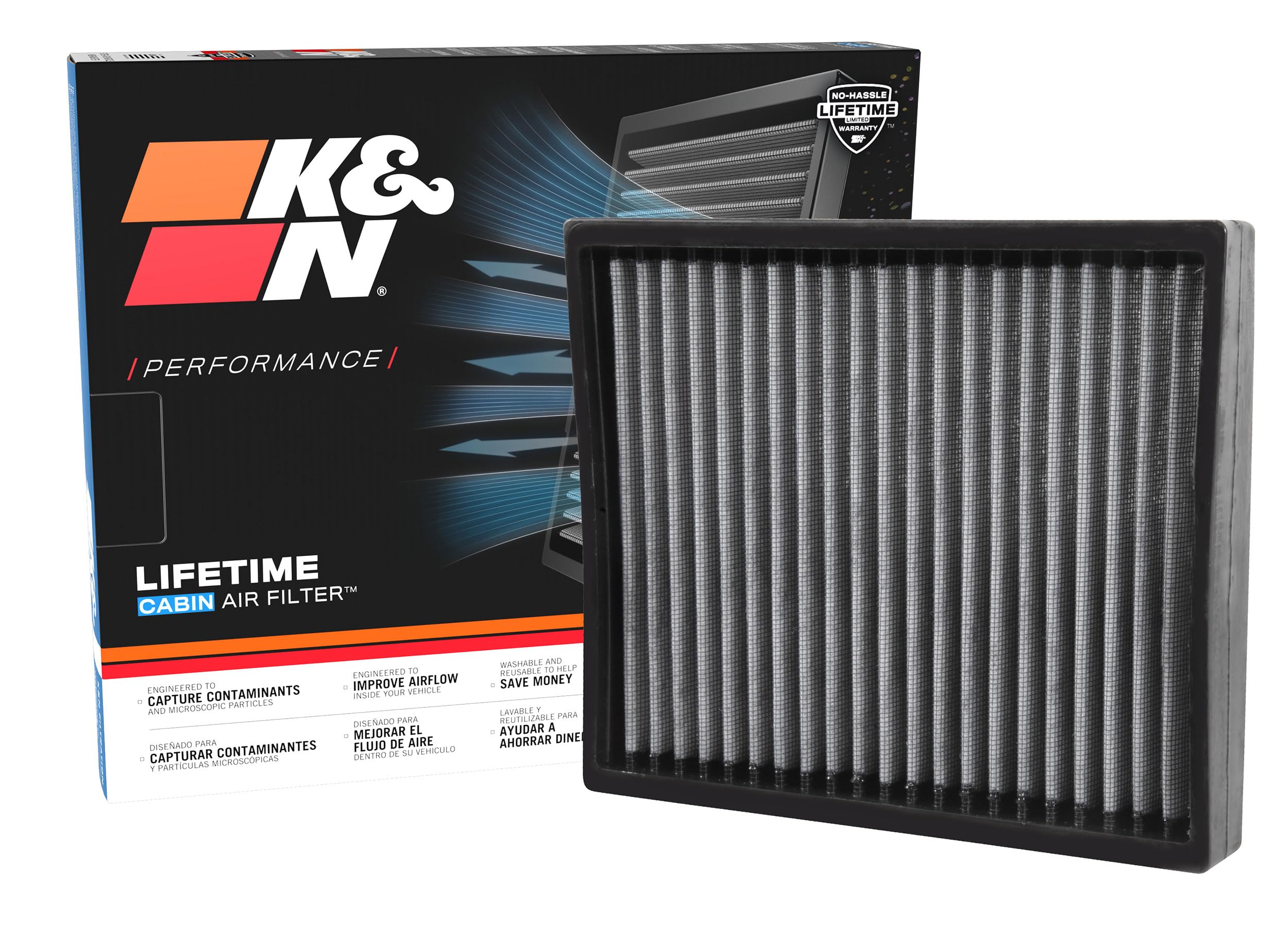 Cabin Air Filter K&N LIFETIME: Premium, Washable, Clean Air for Your Cabin: Compatible with 2015-2020 Hyundai: Santa Fe, Sonata, VF2058