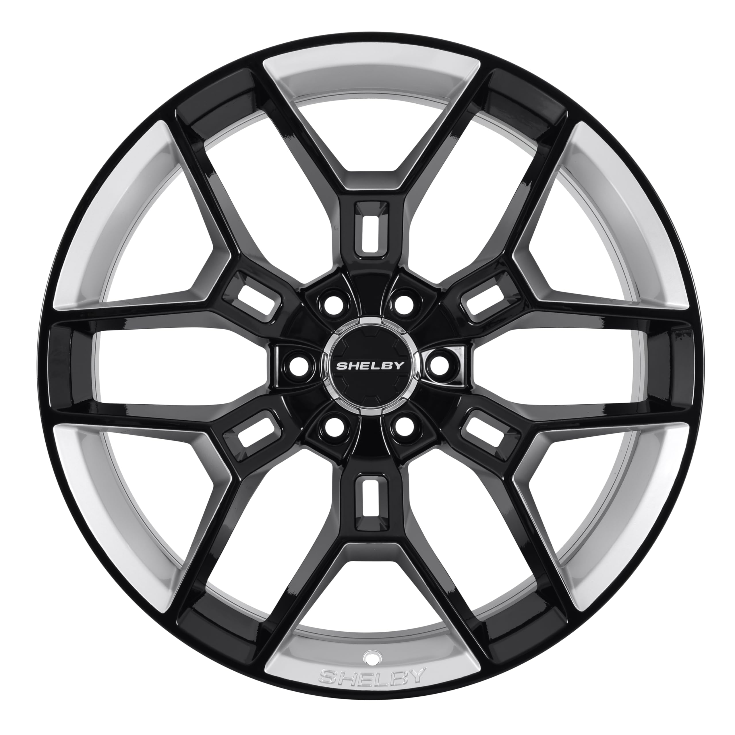 CS45-395512-BS Carroll Shelby Wheels 22 x 9.5 in. - 6 x 135 12mm Offset - Black w/Chrome Powder Inserts