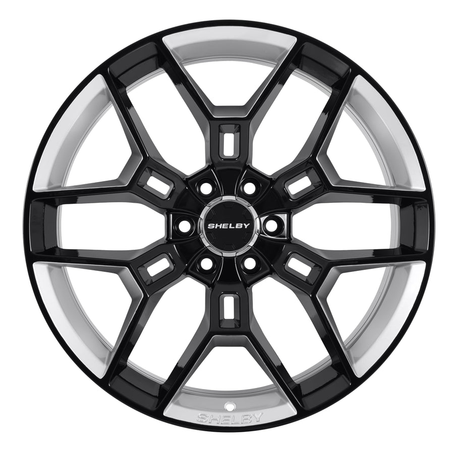 CS45-395512-BS Carroll Shelby Wheels 22 x 9.5 in. - 6 x 135 12mm Offset - Black w/Chrome Powder Inserts