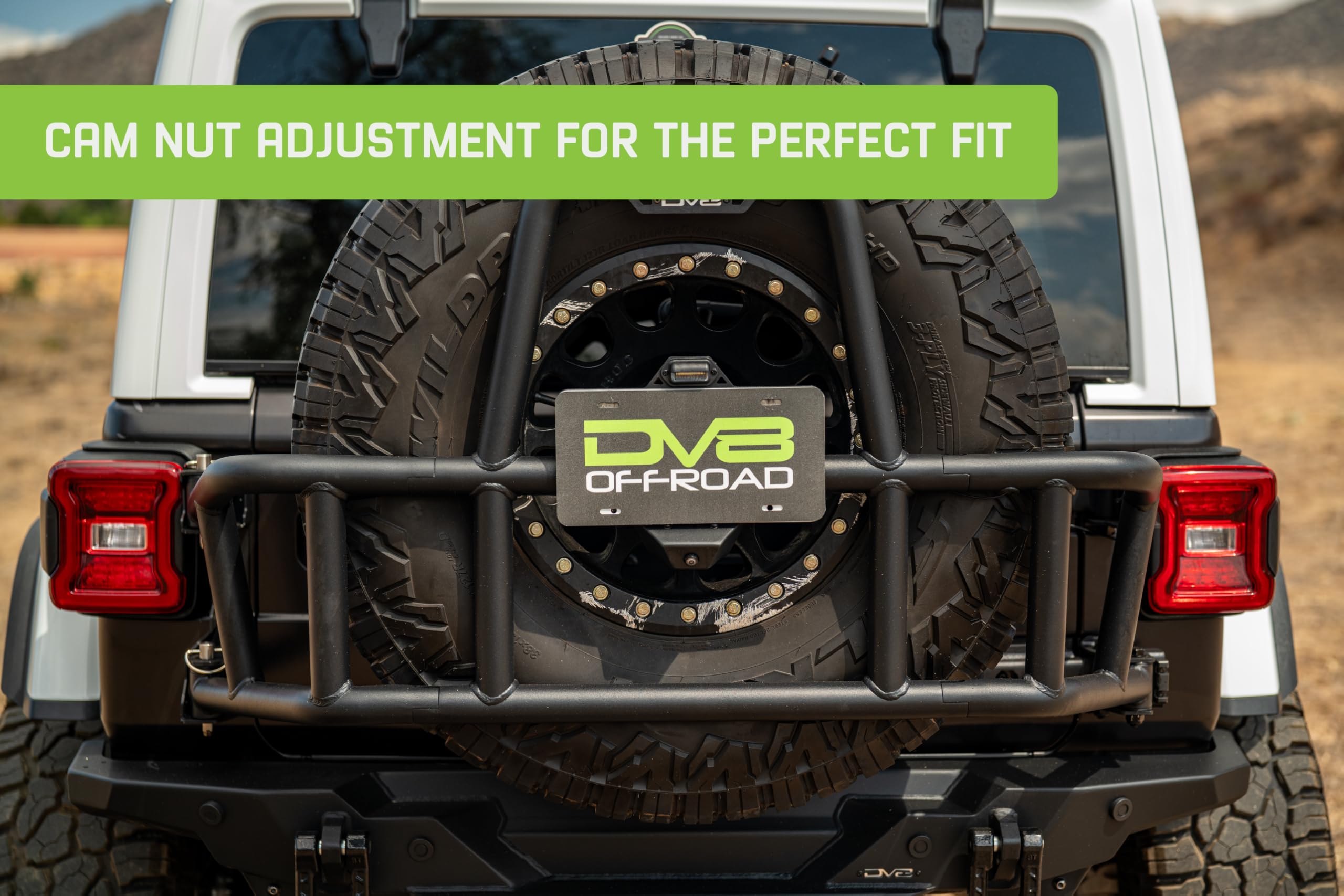 DV8 Offroad Tire Carrier Body Mounted for 2018-2025 Jeep Wrangler JL | Removes Weight of Spare from Door Hinges | Fits Up to a 40 x 13.50 Tire with a -25 Max Offset | Improves Departure Angle | Steel