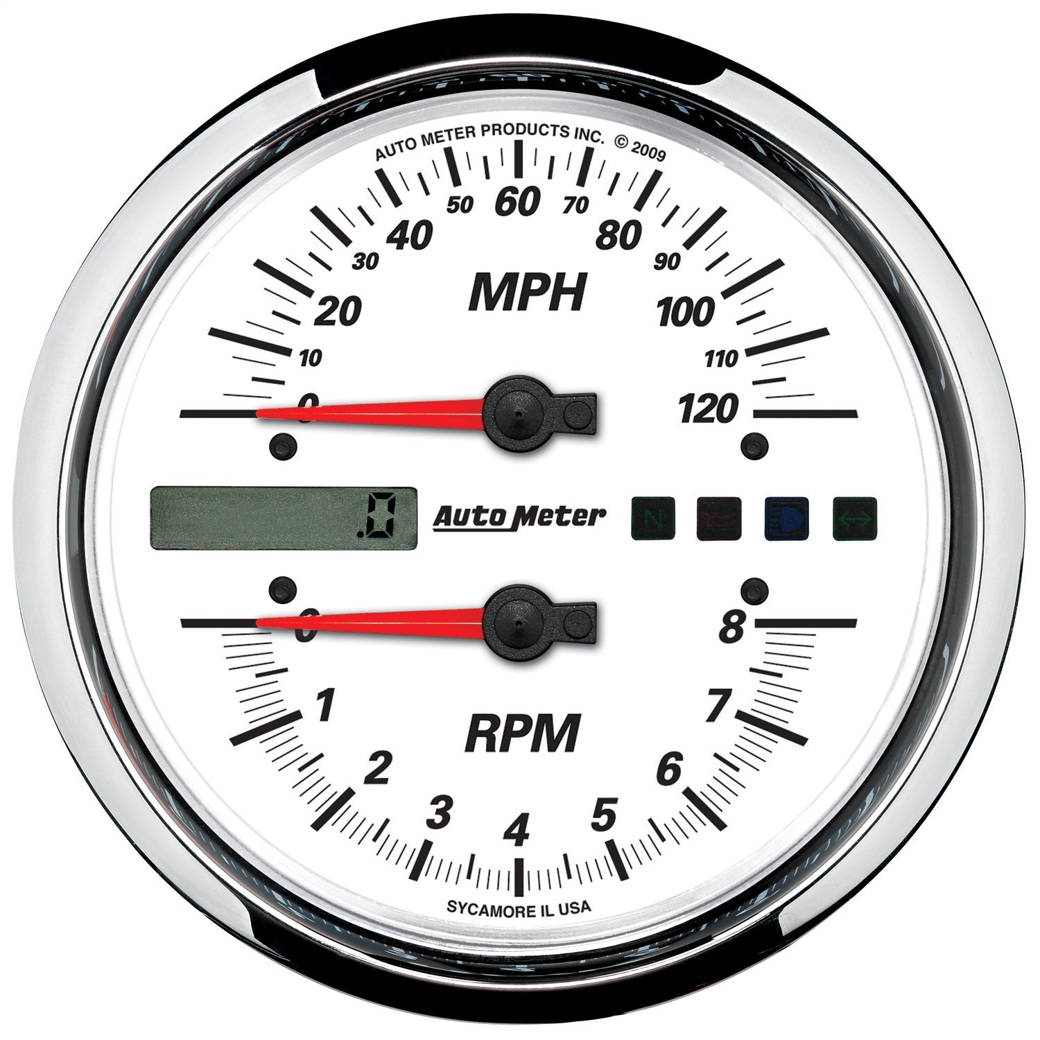 AutoMeter Gauge 19467 Tach/Speedo (Pro-Cycle Gauge, Tach/Speedo, 4 1/2", 8K Rpm/120 Mph, White, Pro-Cycle)