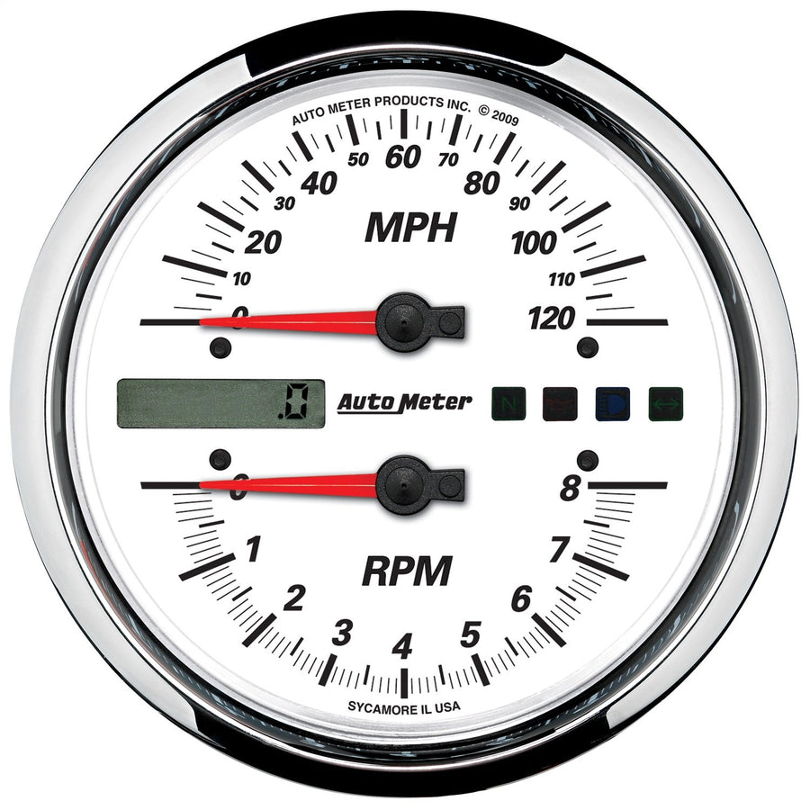 AutoMeter Gauge 19467 Tach/Speedo (Pro-Cycle Gauge, Tach/Speedo, 4 1/2", 8K Rpm/120 Mph, White, Pro-Cycle)