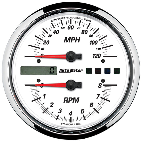 AutoMeter Gauge 19467 Tach/Speedo (Pro-Cycle Gauge, Tach/Speedo, 4 1/2", 8K Rpm/120 Mph, White, Pro-Cycle)