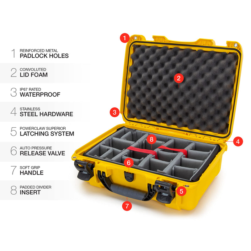 Waterproof Nanuk 925 Hard Case with Padded Dividers - Yellow