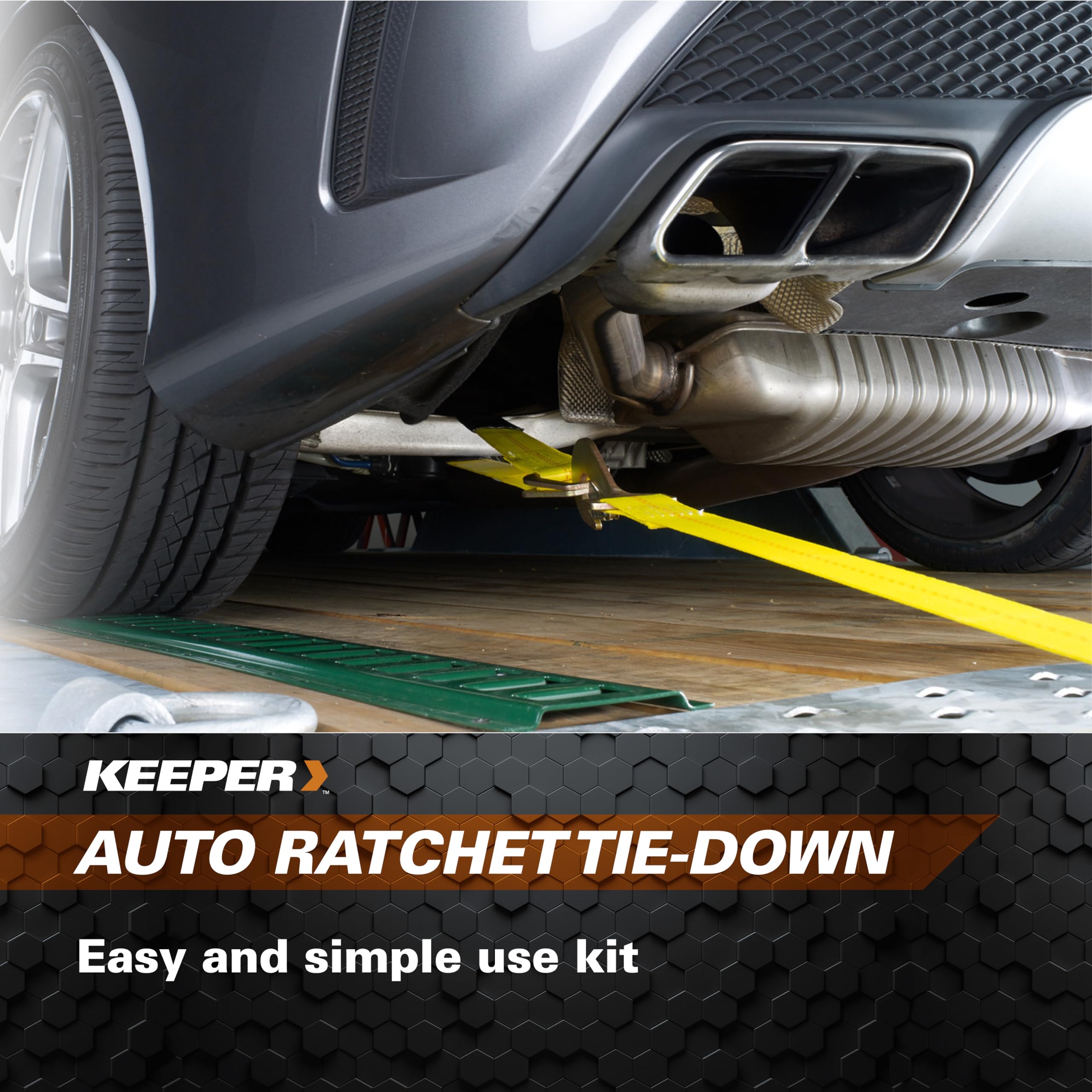Keeper PROD Hampton Keeper – 2” x 10' Auto Ratchet Tie-Down with Snap Hooks - 2,000 lbs. Working Load Limit and 6,000 lbs. Break Strength
