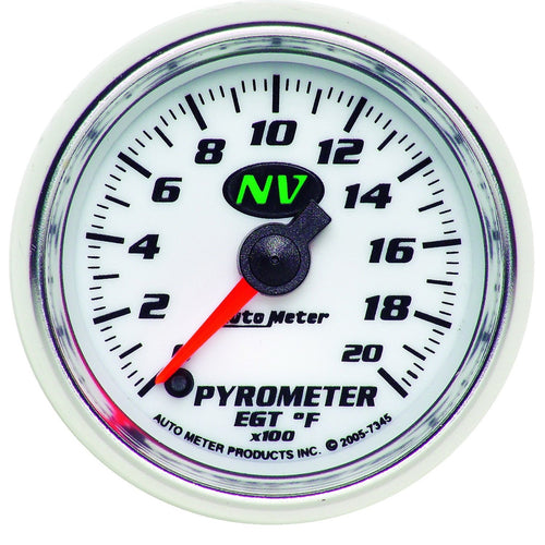 Auto Meter 2-1/16" 0-2000 F Full Sweep Electric Pyrometer NV 7345