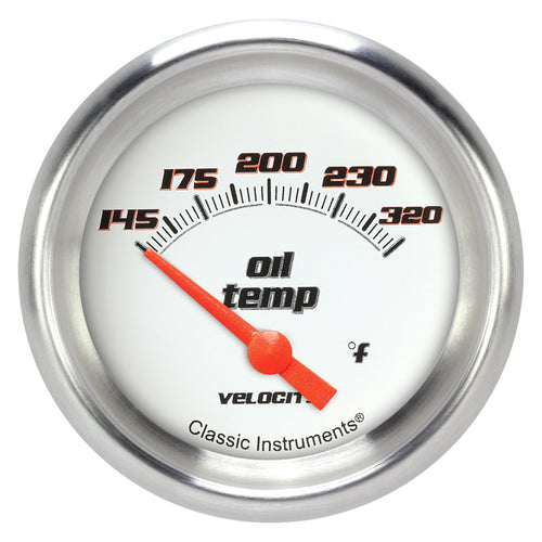 Velocity White Classic Instruments VS228WAPF 2 5/8" Oil Temperature Gauge