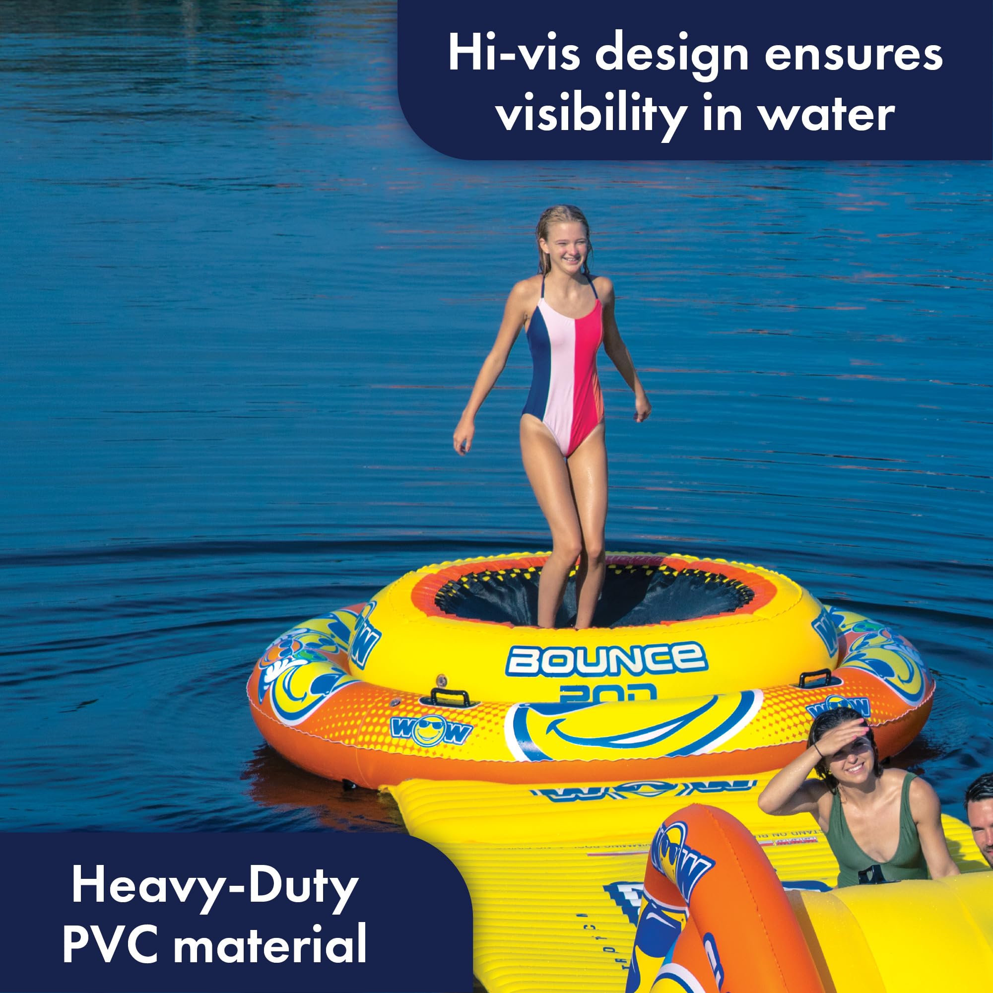 WOW Sports Inflatable Bounce Pad World of Watersports, 4Ft Bouncing Area, Yellow, 20-2030