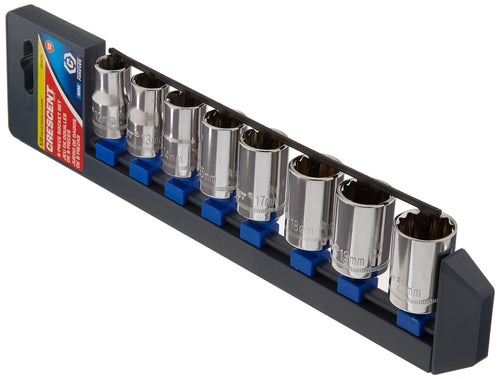 Crescent 12 Point 8 Piece 1/2" Drive Standard Metric Socket Set - CSAS1N