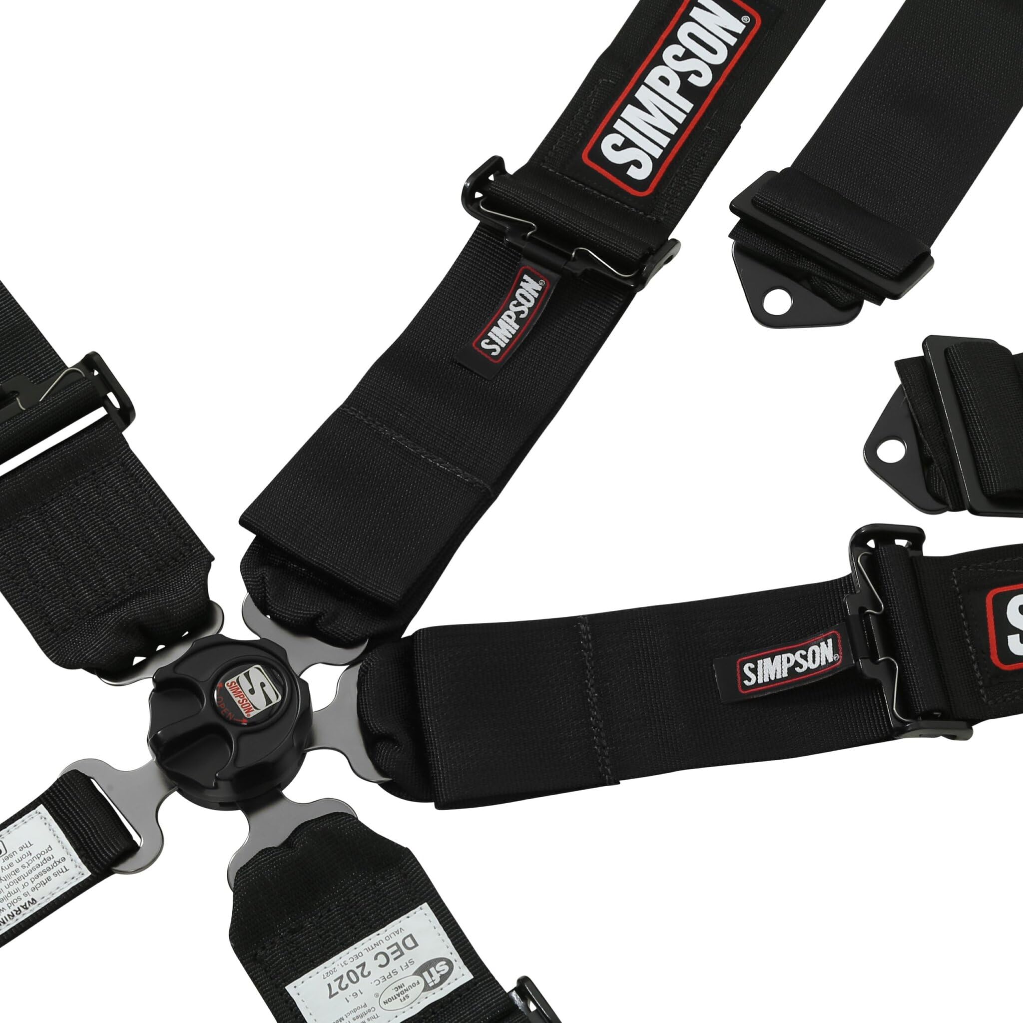 Simpson Racing L&L Harness 29110BKR1X - Camlock (Rotary) - SFI 16.1-55" Long - 5-Point - Pull Down - Bolt-In - Black