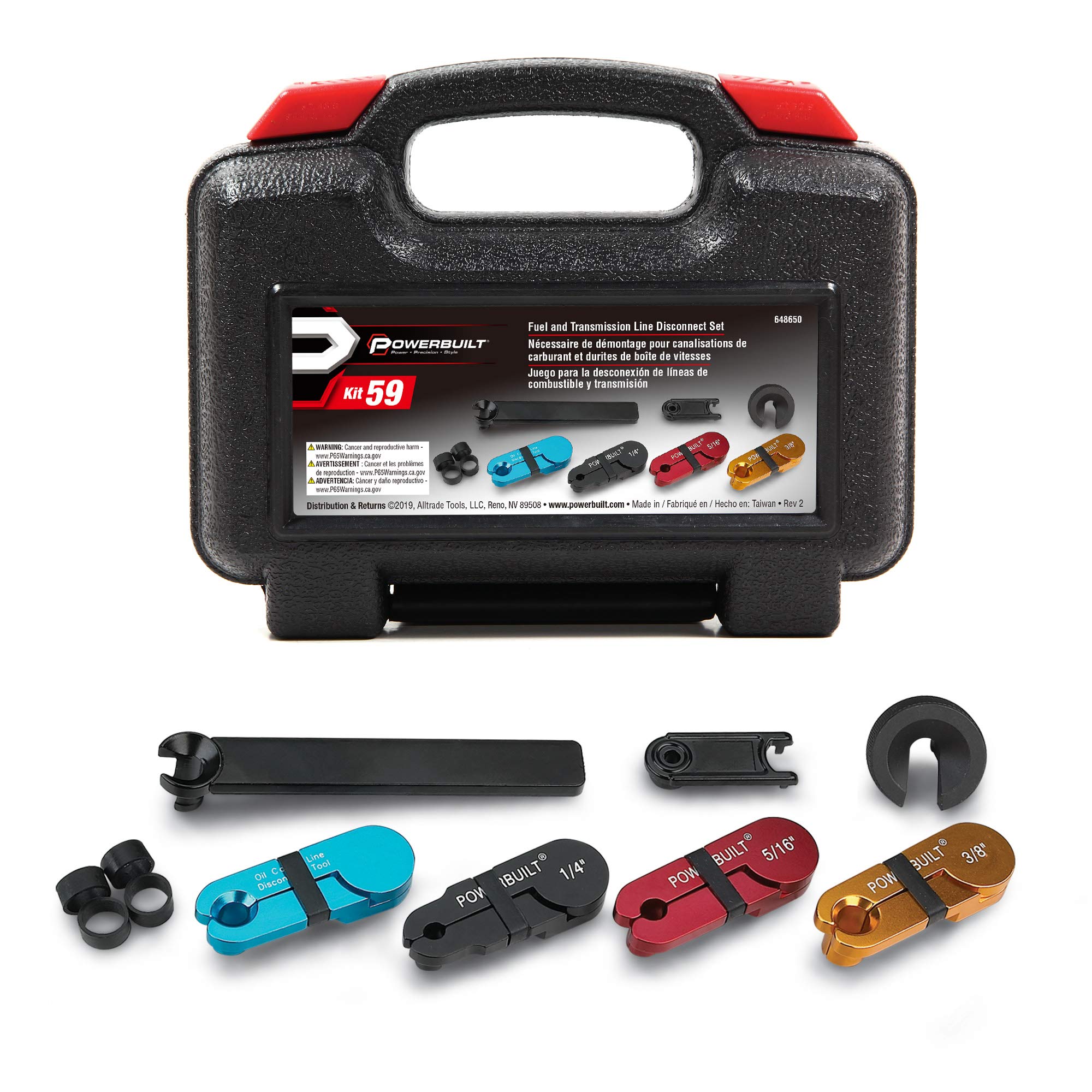 Powerbuilt 11 Piece Disconnect Kit Fuel and Transmission Line, Quick Tool Set for A/C Fuel and Transmission Systems, GM Power Steering Disconnect, For Ford GM Dodge - 648650