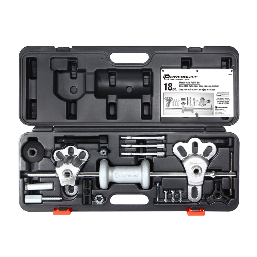 Powerbuilt Hammer Slide Puller Tool Kit, Jaw Pullers, Remove Car Seals and Bearings Set, Front and Rear Wheel Drive Vehicles - 940369, Silver