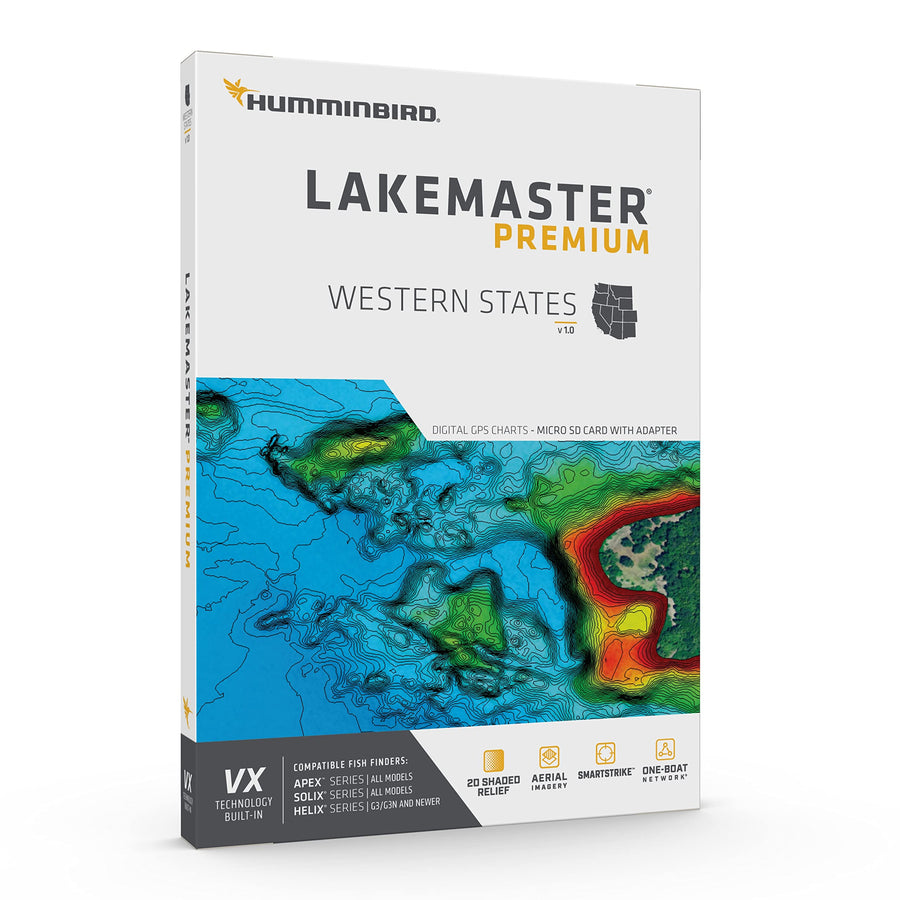LakeMaster Premium Humminbird Western States V1 Map SD Card for Fish Finders