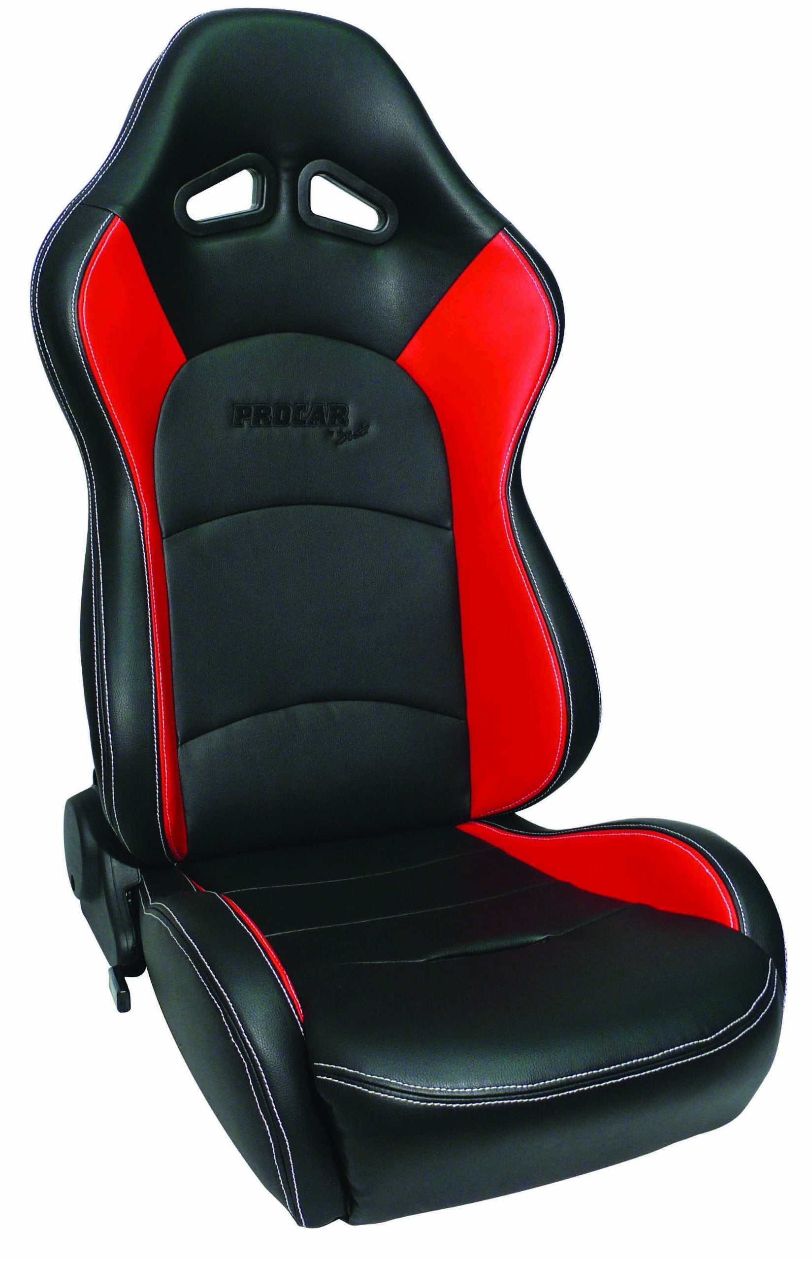 Black Vinyl, Red Vinyl Trim Racing Evolution Recliner Left Seat ProCar by Scat 80-1616-58L