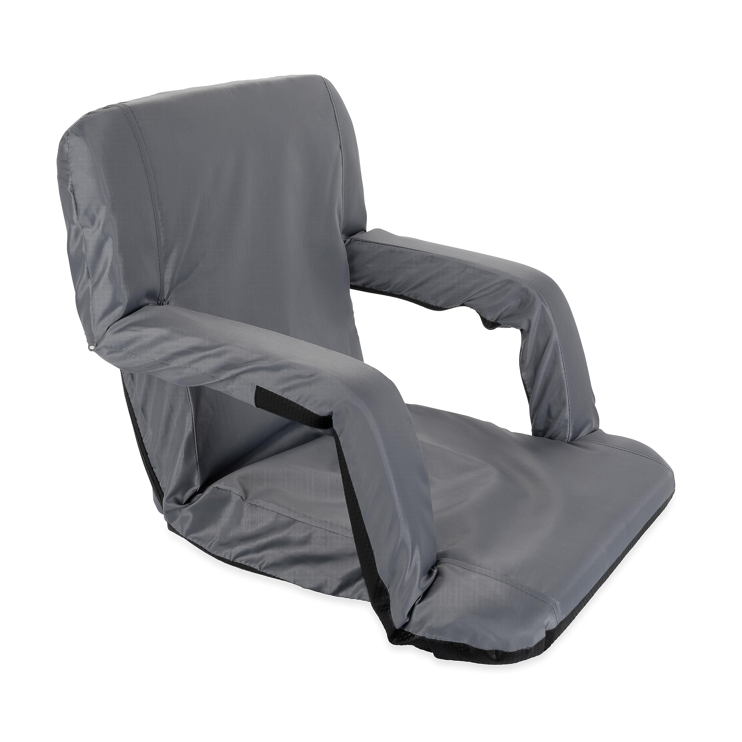 Portable Stadium Seat Camco | Ideal for Benches, Picnics, The Beach, Outdoor Concerts, Sporting Events, and More | Grey (53101)
