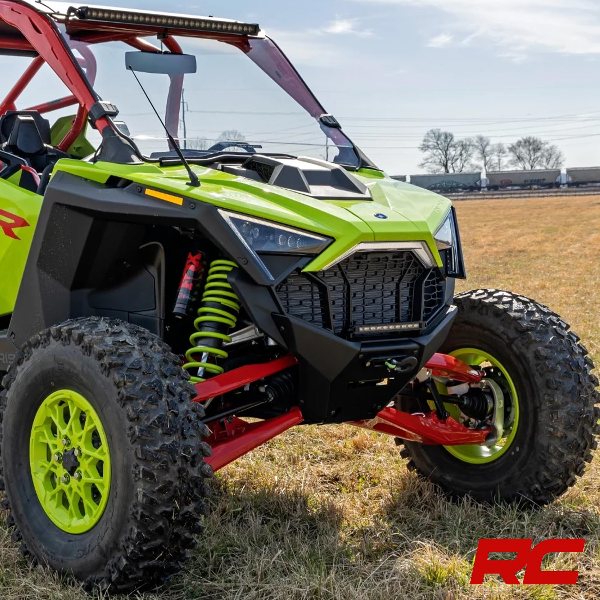 Rough Country Winch Mount for Polaris RZR Pro R - Bolt-on Mounting Plate for 3,500-5,000 LB Winches, 10" Slimline LED Light