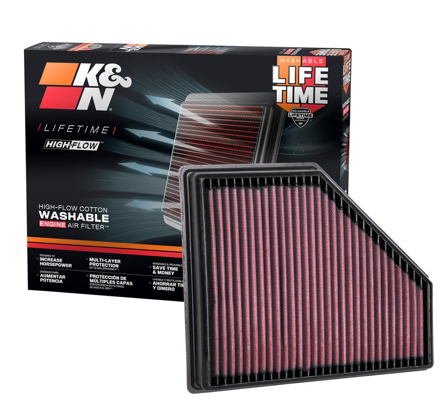 K&N Original High-Flow Lifetime Engine Air Filter: Increase Power: Premium, Washable: Compatible with 2019-2025 BMW: (See Product Description for Select Models) 33-3136