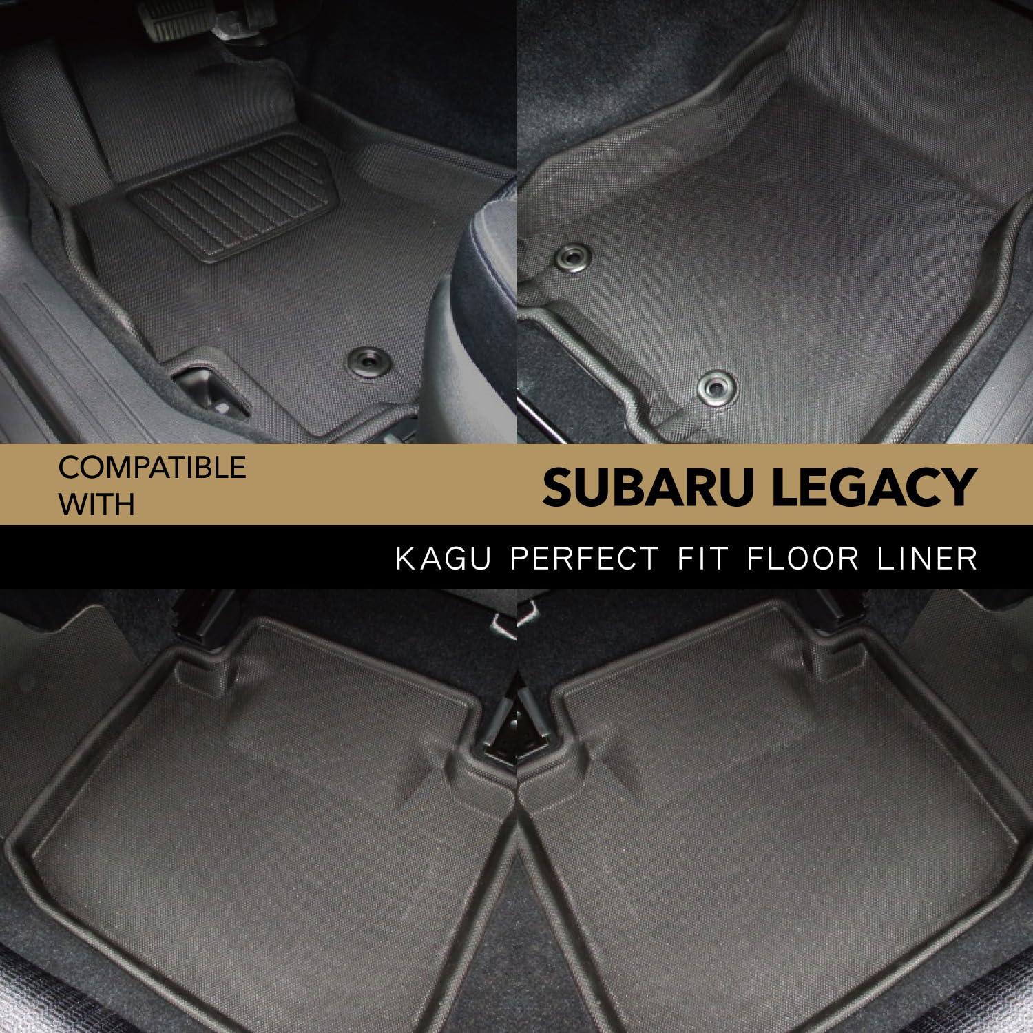 3D MAXpider KAGU Custom Fit Floor Mat (BLACK) Compatible with SUBARU LEGACY/OUTBACK 2015-2019 - Full Set