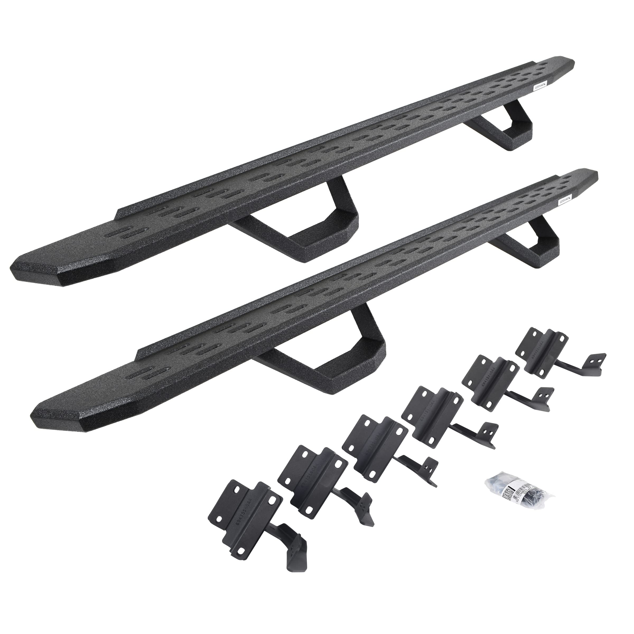 Go Rhino Running Boards RB30, Brackets, & 2 Pair of Drop Steps | Galvanized Steel, Protective Bedliner Coating | 6961508720T | Fits 2004-2014 Ford F-150 Super Crew Pickup