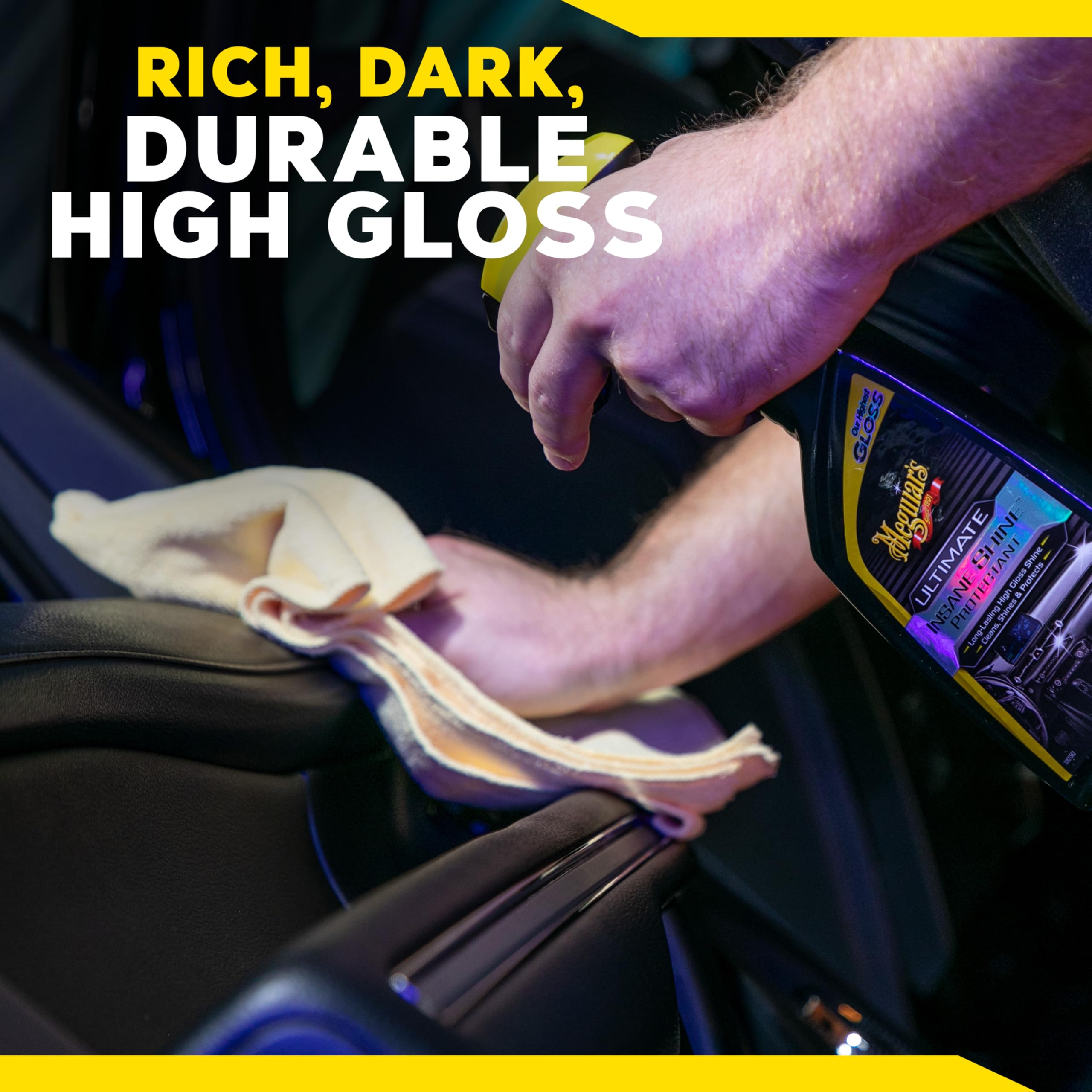 Ultimate Insane Shine Protectant Meguiar's G220216, Car Cleaning Spray That Creates a Lasting and Glossy Shine, Auto Care Product Safe for Exterior and Interior Surfaces, 16 Oz