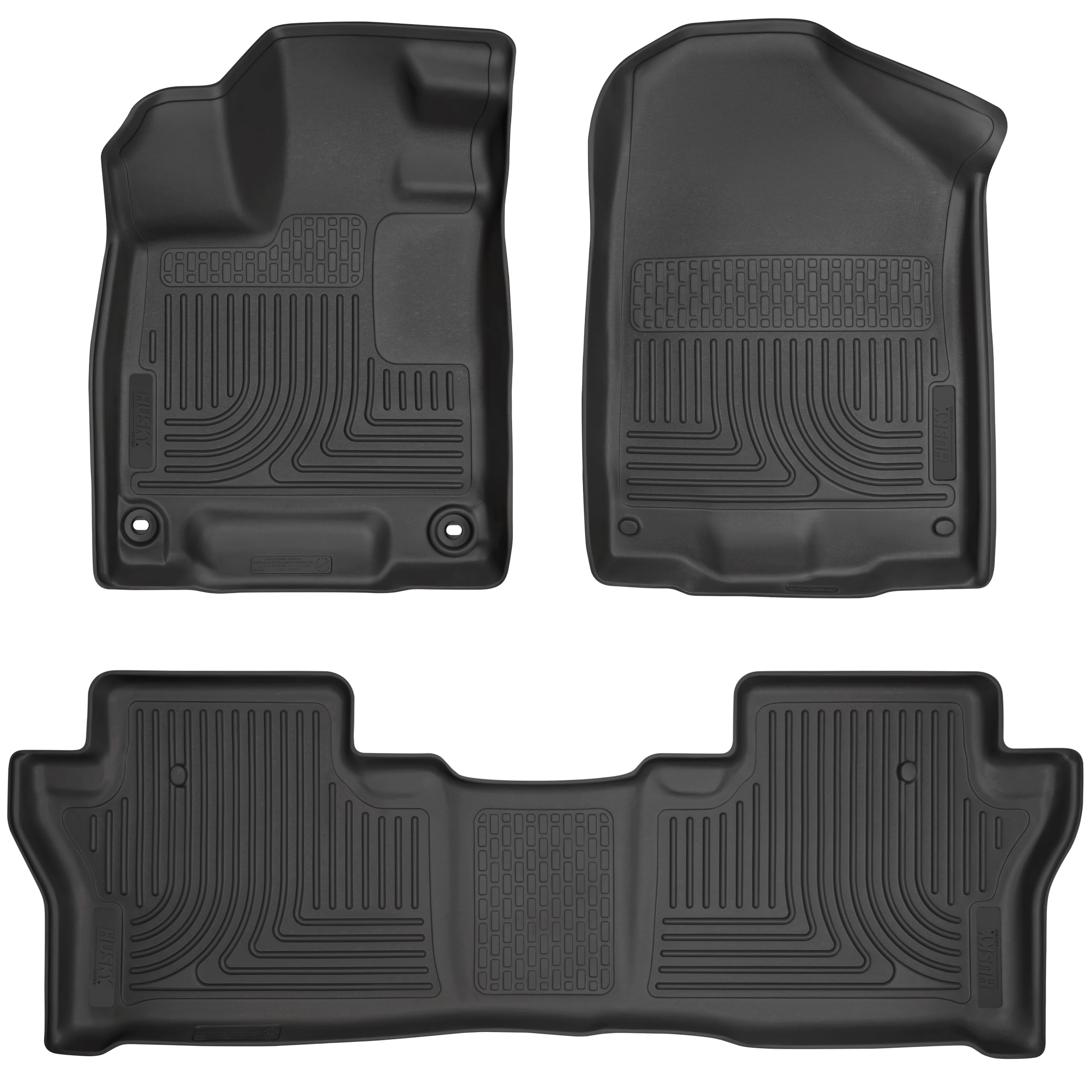 Weatherbeater Husky Liners Floor Mats | Fits 2019-2025 Honda Passport | Front & 2nd Row, 3-pc Black - 93781
