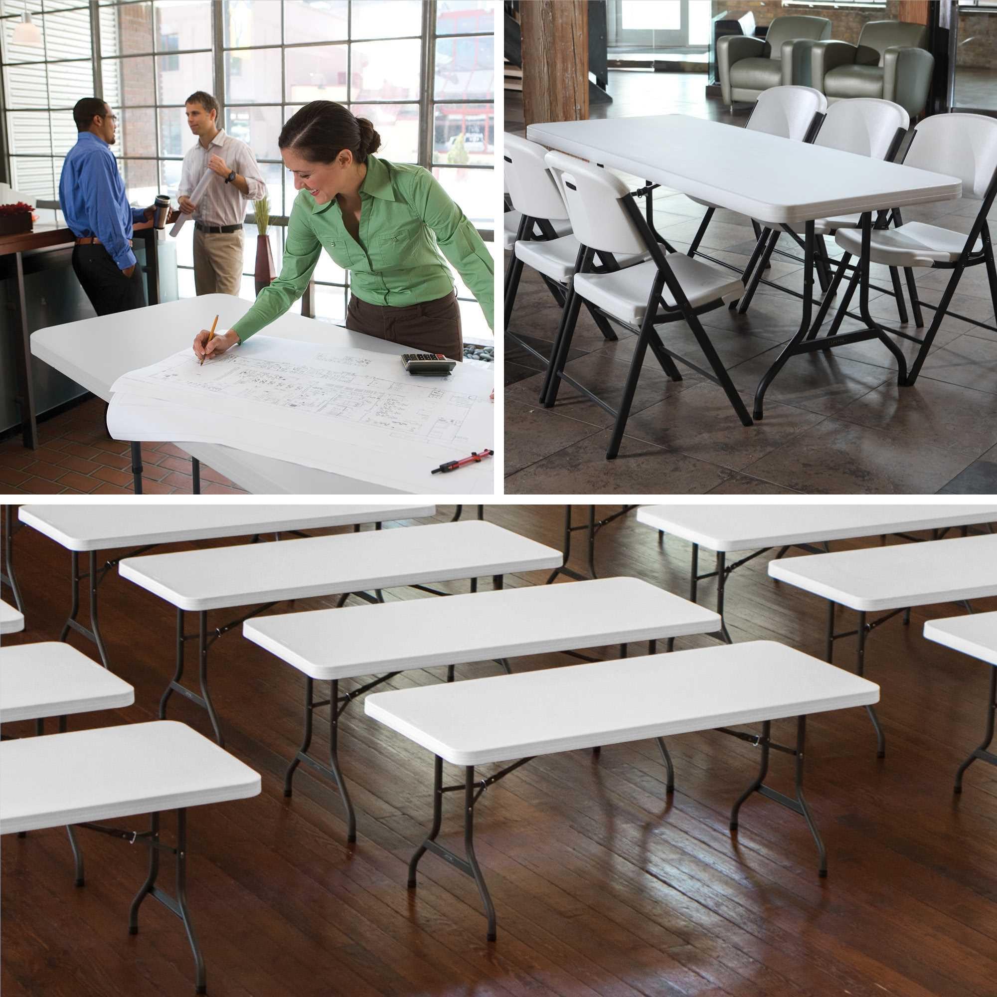 White 6 Ft. Commercial Plastic Folding Banquet Tables