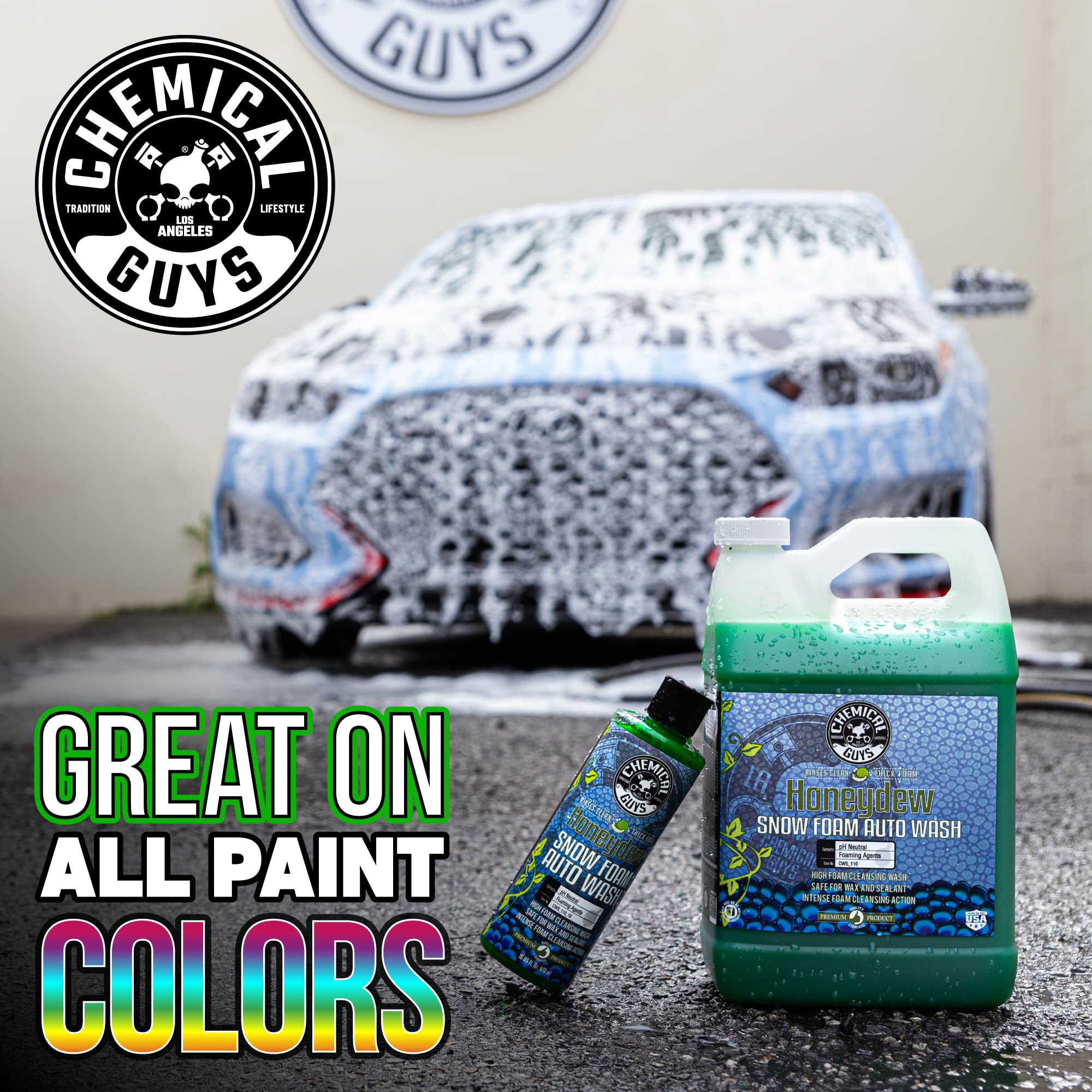 Chemical Guys Honeydew Snow Foam Car Wash Soap for Foam Cannon or Bucket, Super Suds for Trucks, Motorcycles, RVs & More - 128 oz (1 Gallon)