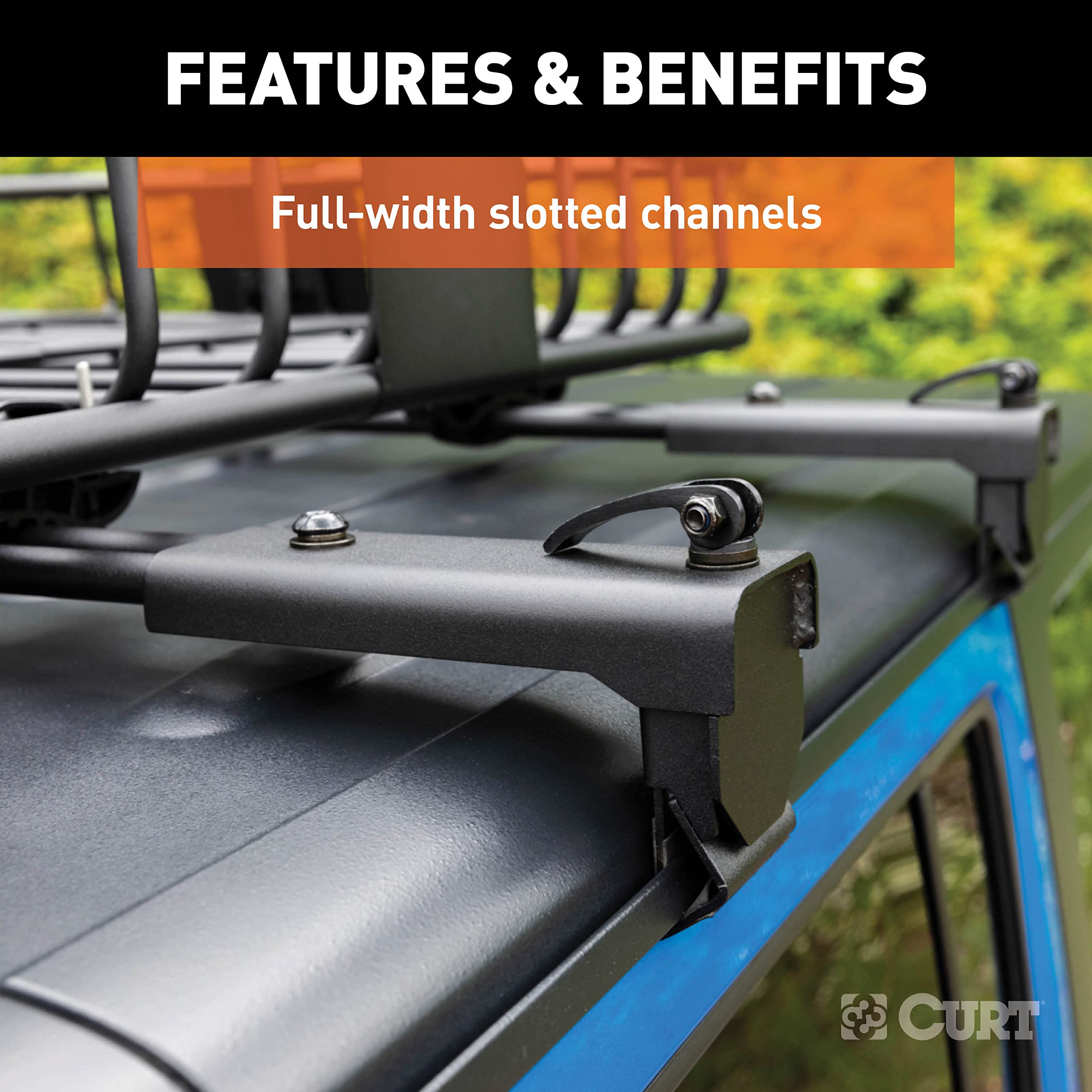 CURT Black Steel Quick-Release Roof Rack Crossbars, Fits Select Jeep Wrangler JK 18119