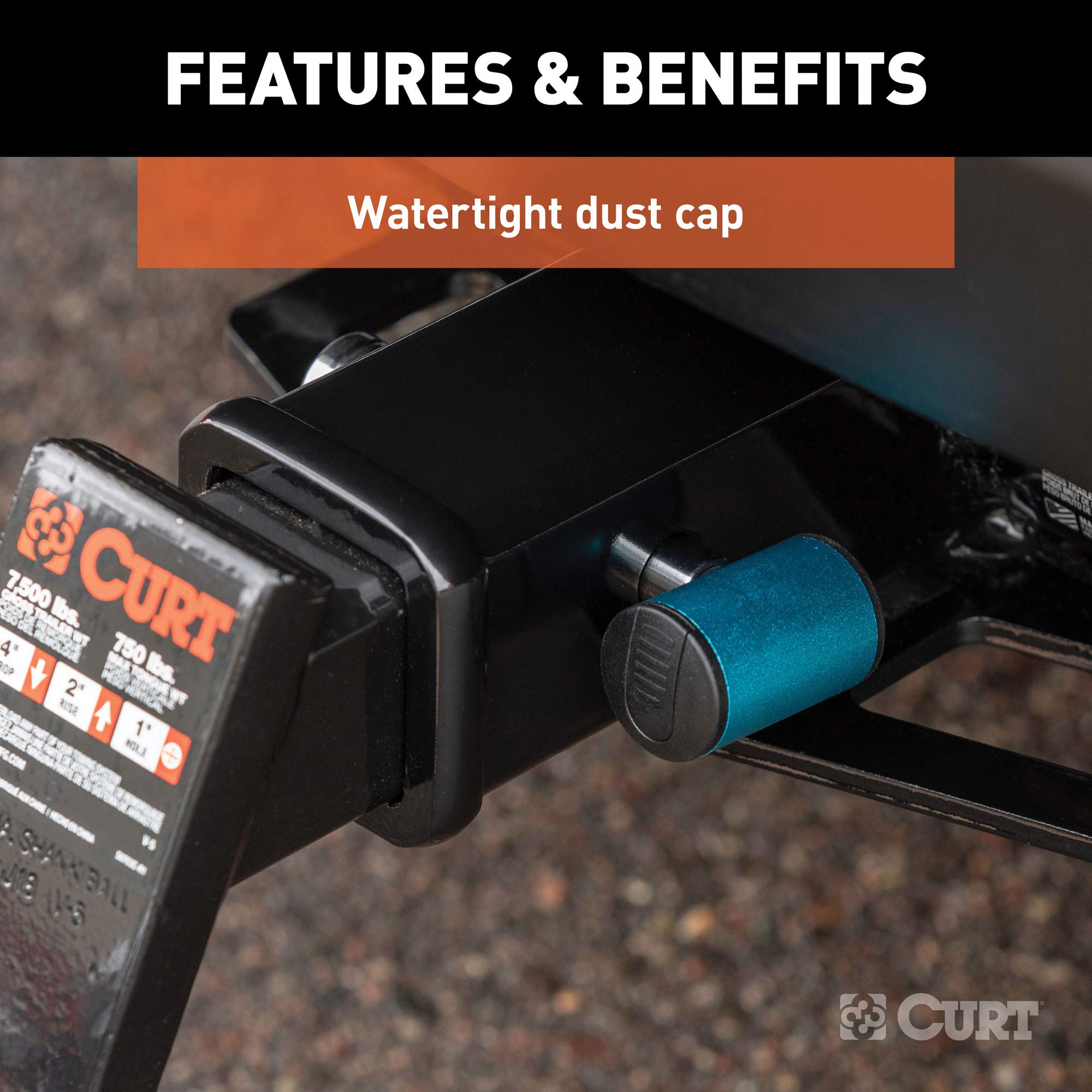 CURT Right-Angle Trailer Hitch Lock, 5/8-Inch Pin Diameter, Fits 2 or 2-1/2-Inch Receiver