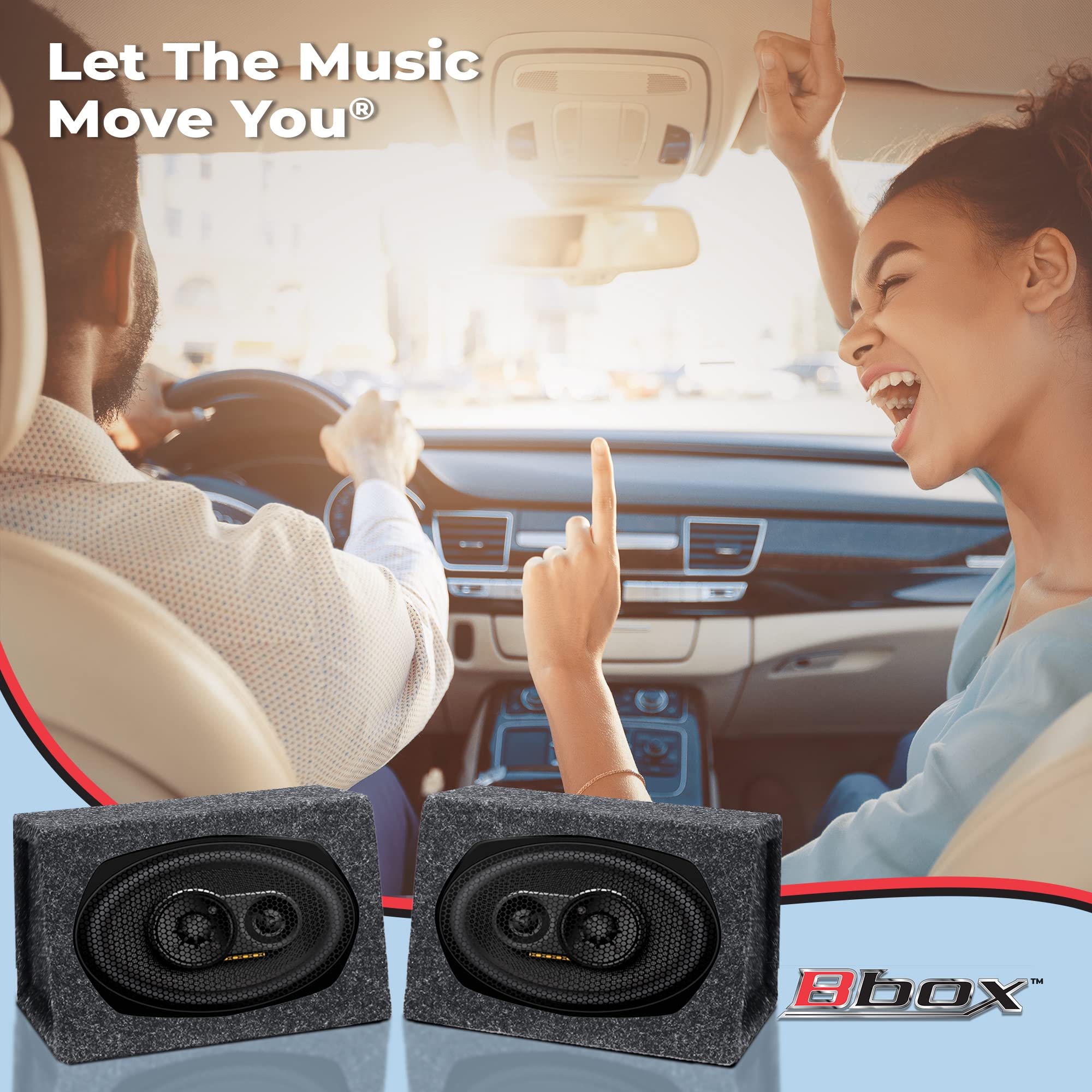 Bbox Pro Audio Car Speaker Boxes & Enclosures Tuned - 6x9 Speaker Box for Great Sound Quality for Home & Vehicle - Push and Insert Speaker Terminals - Set of 2 6x9 Speaker Boxes - Charcoal