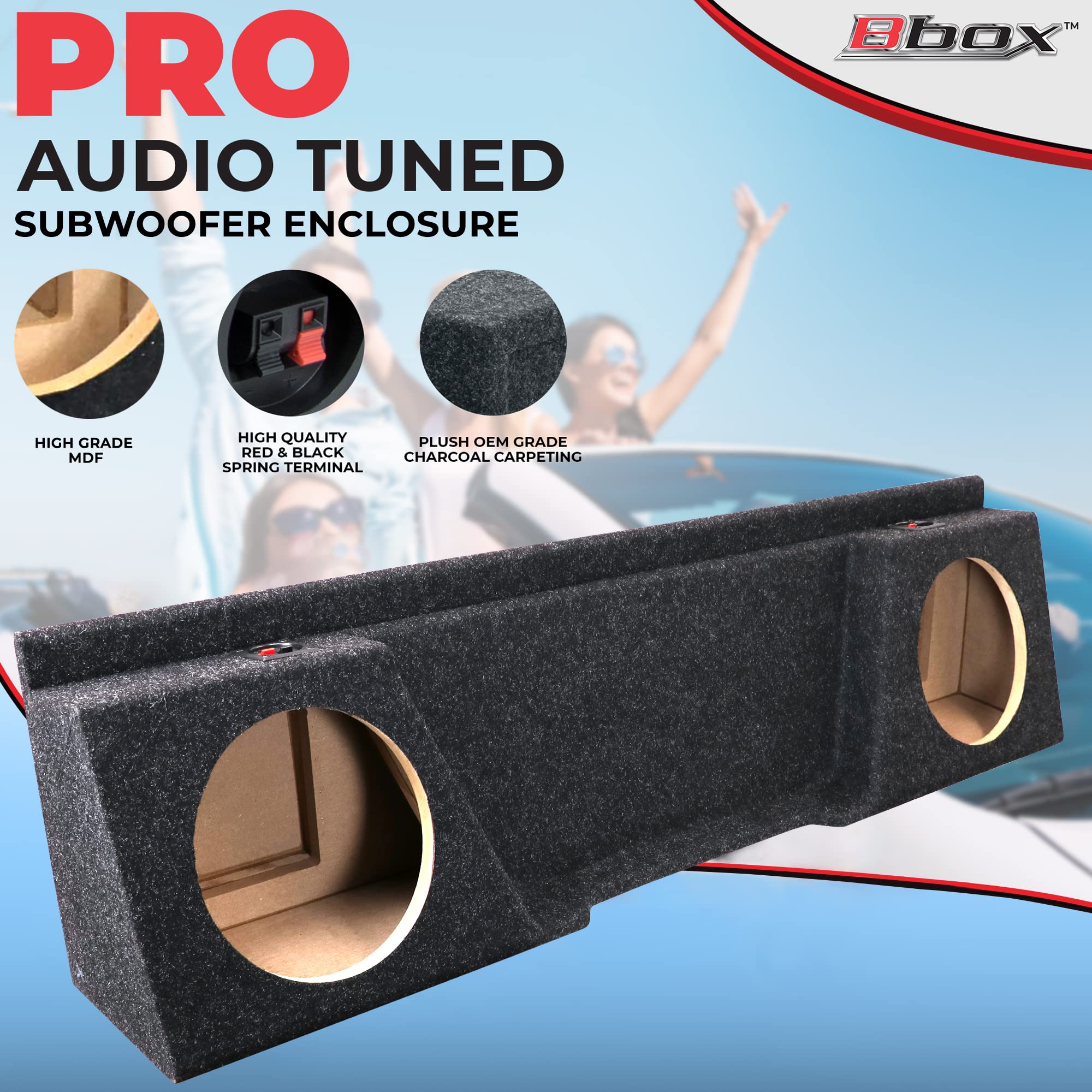 Bbox Dual 10" Sealed Carpeted Subwoofer Enclosure A142-10CP - Fits 2007 - 2014 Chevrolet / GMC Silverado / Sierra Extended Cab, Charcoal