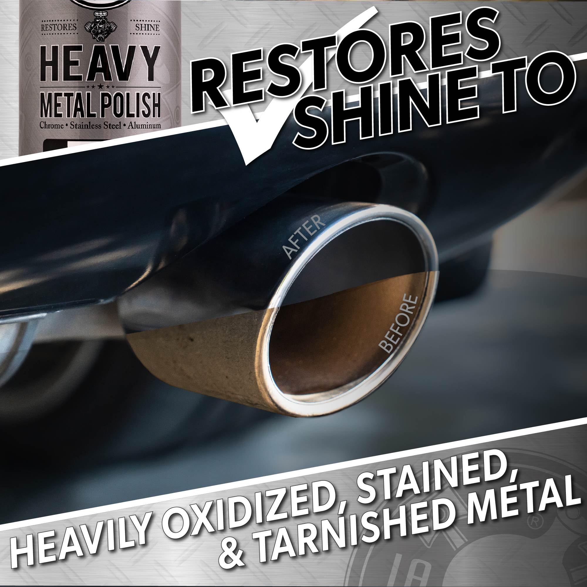 Chemical Guys Heavy Metal Polish Restorer and Protectant - Cleans, Protects & Restores, Aluminum, Stainless Steel, Chrome Polish & More, Safe for Cars, Trucks, Motorcycles, RVs, and Boats - 16 oz