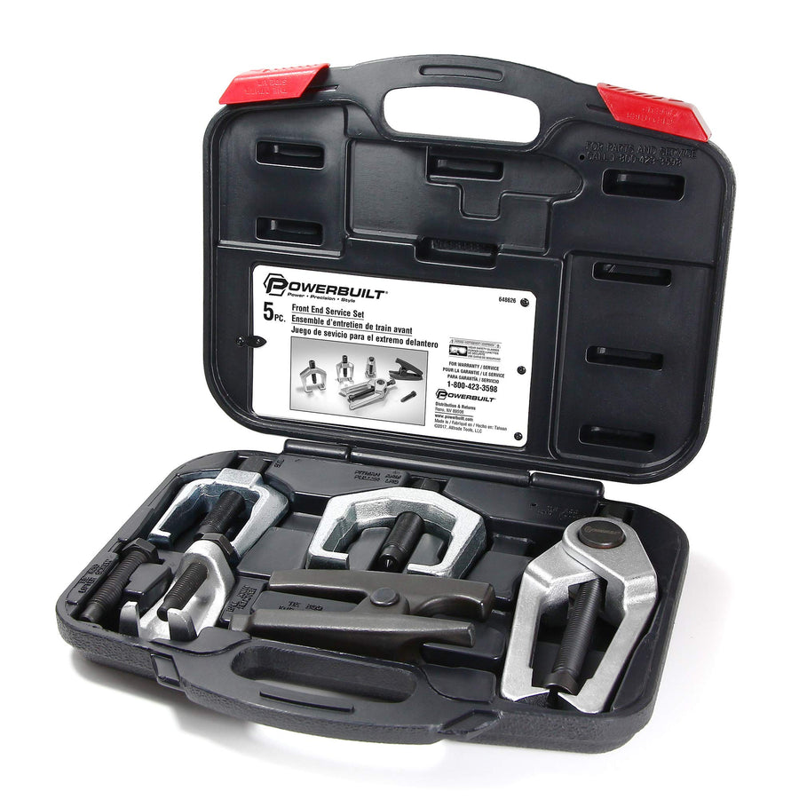 Powerbuilt Vehicle Service Kit Front End, Tie Rod End Puller, Car and Truck Ball Joint Remover, Pitman Arm Puller, Tie Rod Removal Tool for Suspension Maintenance - 648626