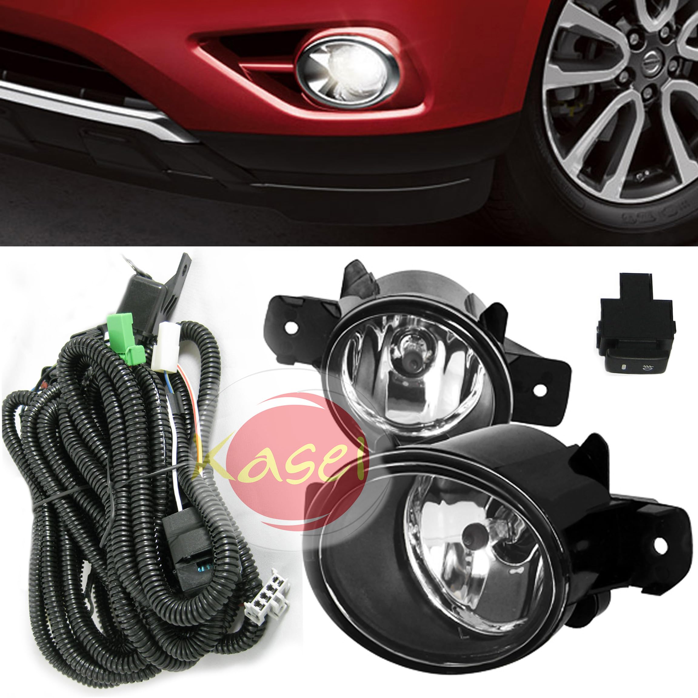 OEM Replica Black Horse Fog Light Clear Compatible with 2013-2015 Nissan Pathfinder-NS561OE
