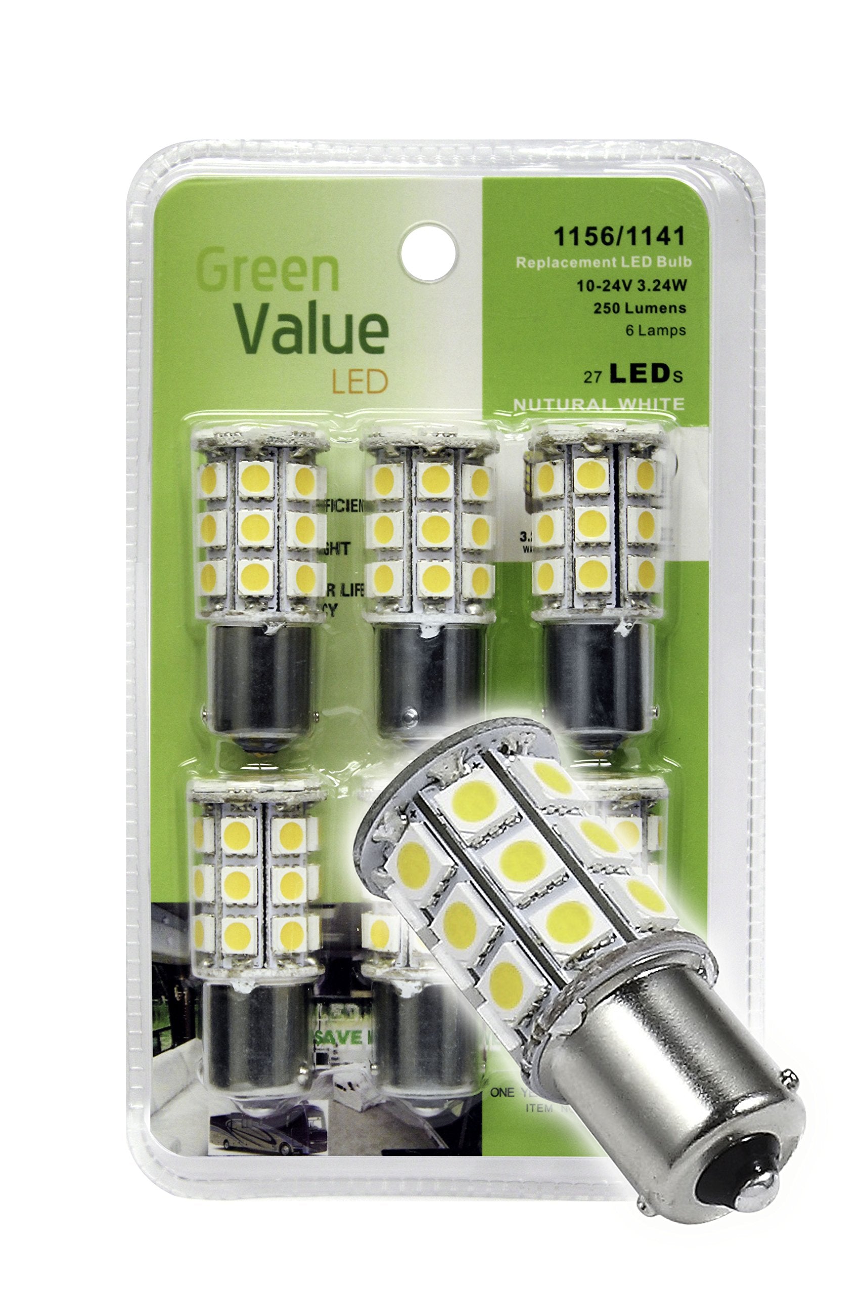 LED Bulb Ming's Mark 25010V 1156/1141 Base - Natural White, Pack of 6