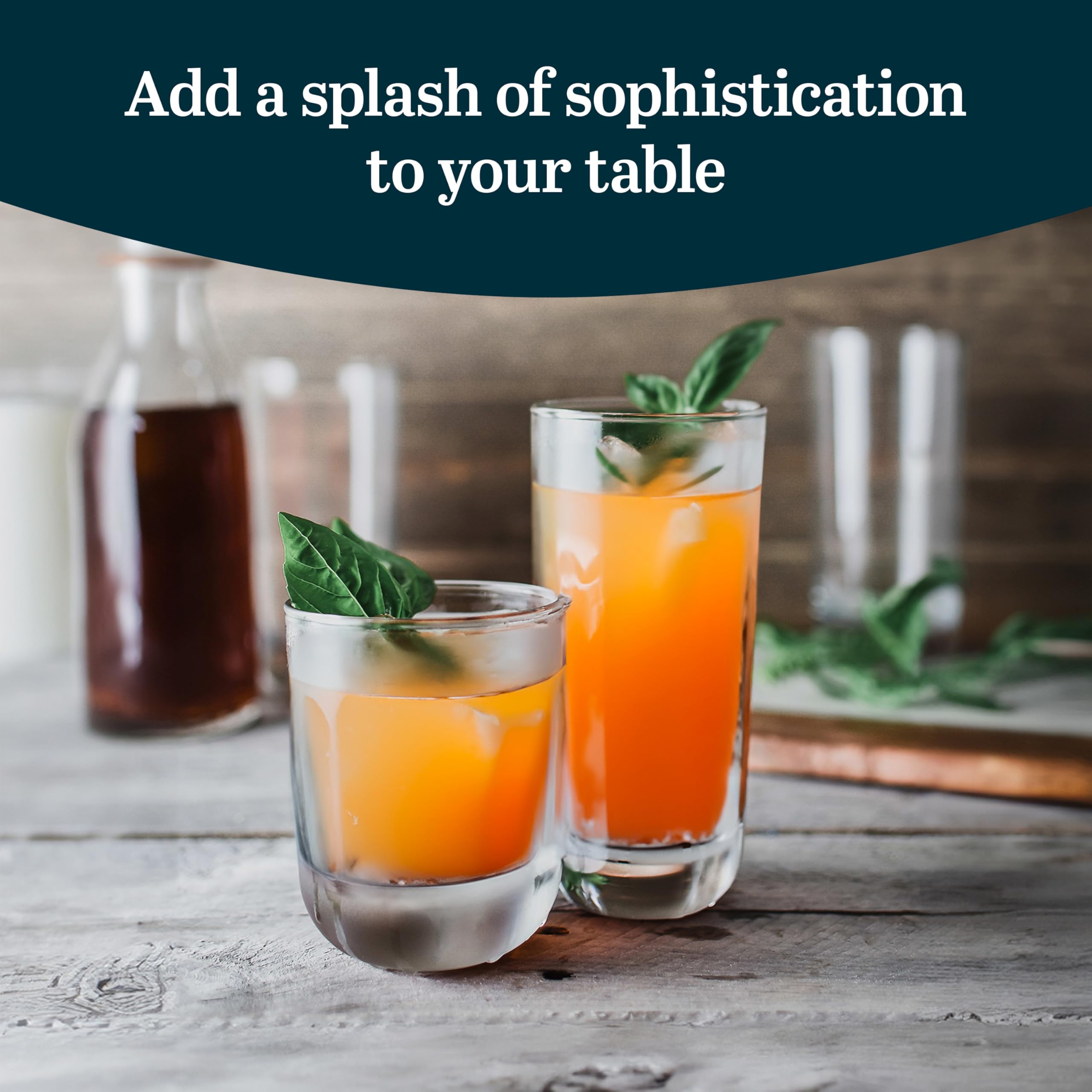 Polaris Drinking Glasses Libbey Tumbler and Rocks Set of 16, Clear, Sturdy Drinkware Glasses Set, Kitchen Glassware for Cocktails, Soda, and More