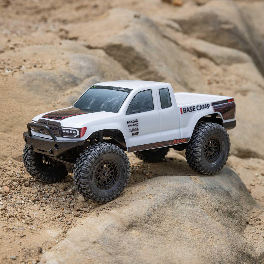 Axial 1/24 RC Truck SCX24 Base Camp 4x4 Rock Crawler Brushed RTR(Everything Needed to Run is Included) - White, AXI-1219T1