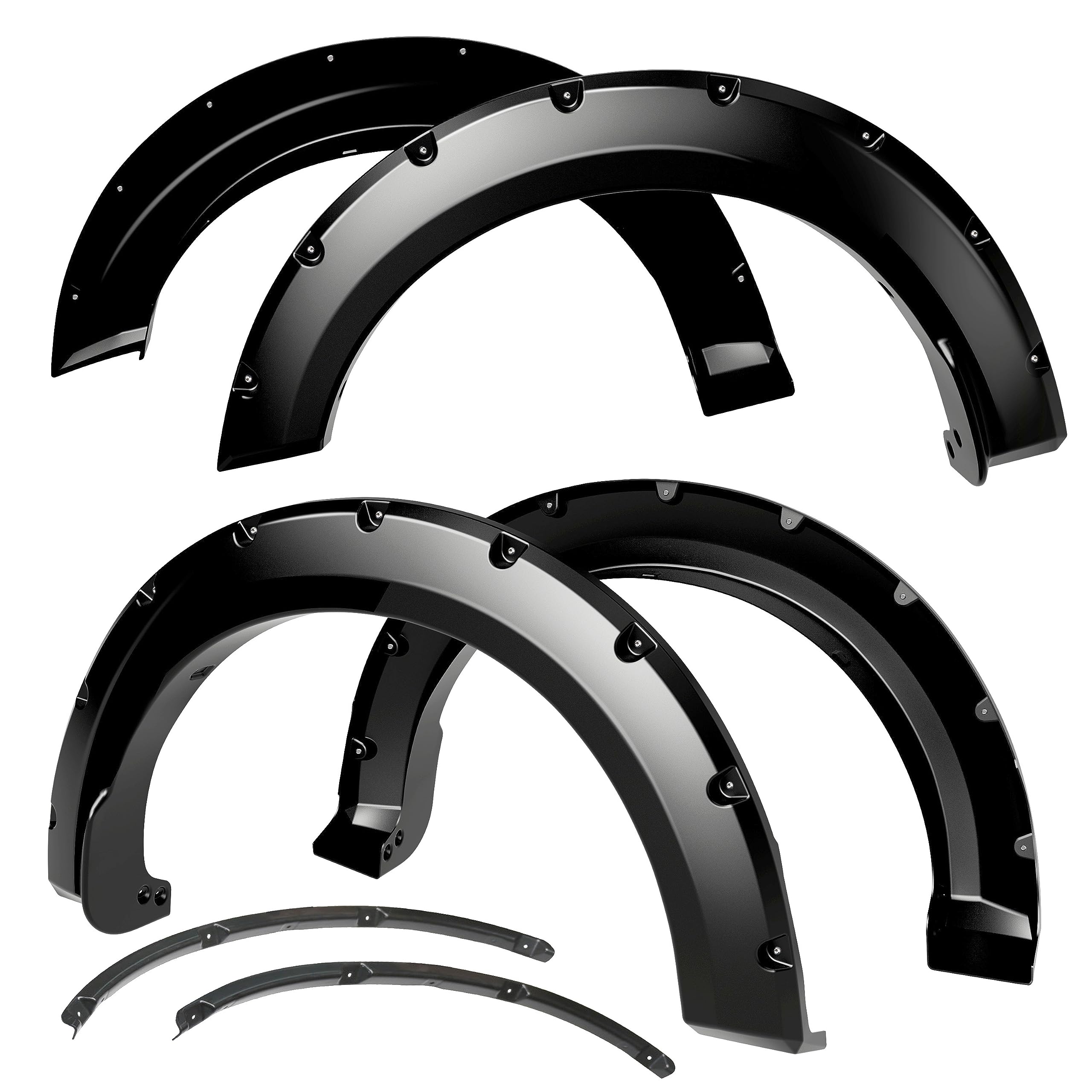 Tyger Auto Fender Flare 2021-2025 Compatible with Ford F-150, Smooth Textured Black Paintable Bolt-Riveted Style 4pc | TG-FF8F5018
