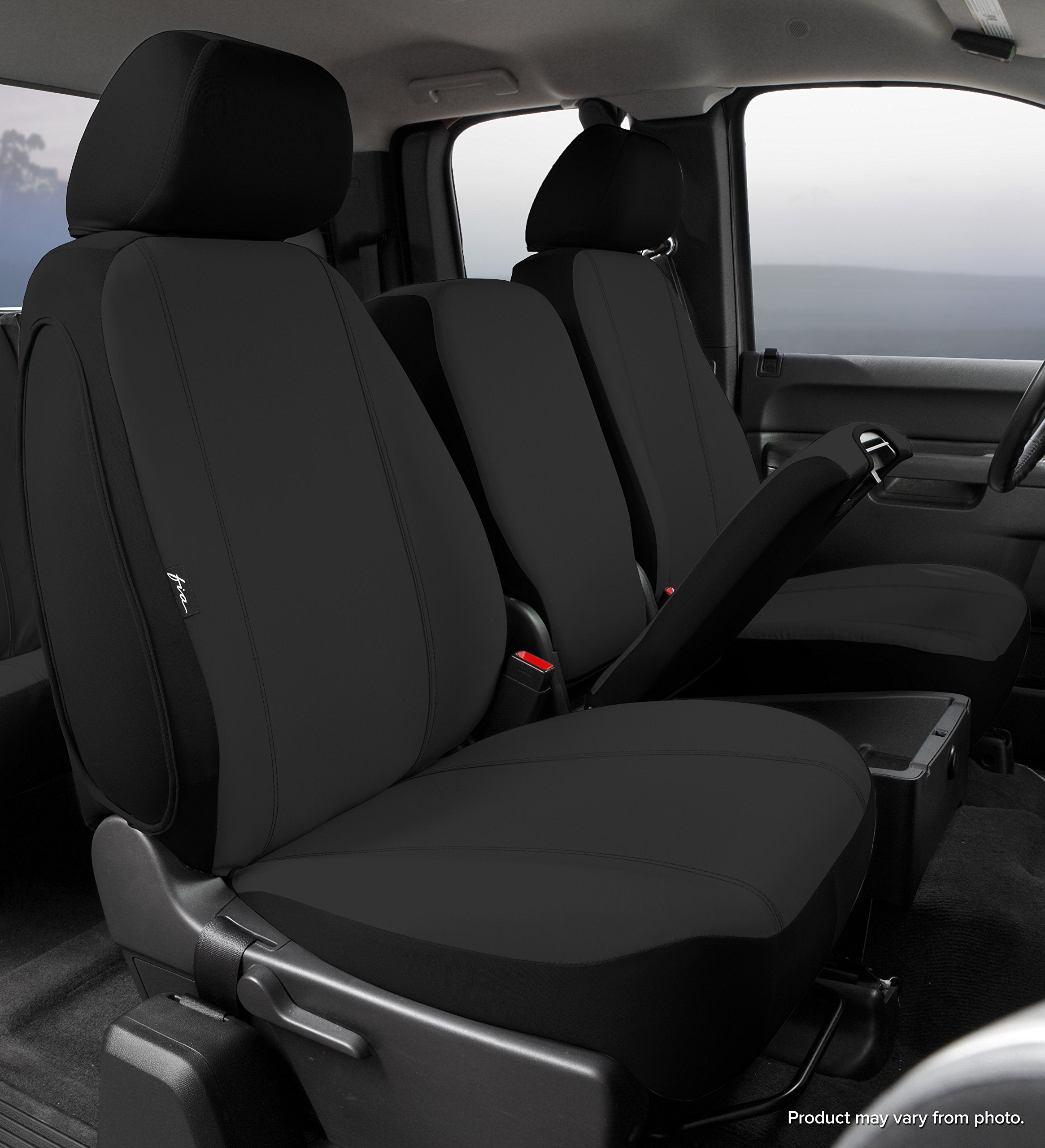 Custom Fit Fia SP89-34 BLACK Front Seat Cover Split Seat 40/20/40 - Poly-Cotton, (Black)