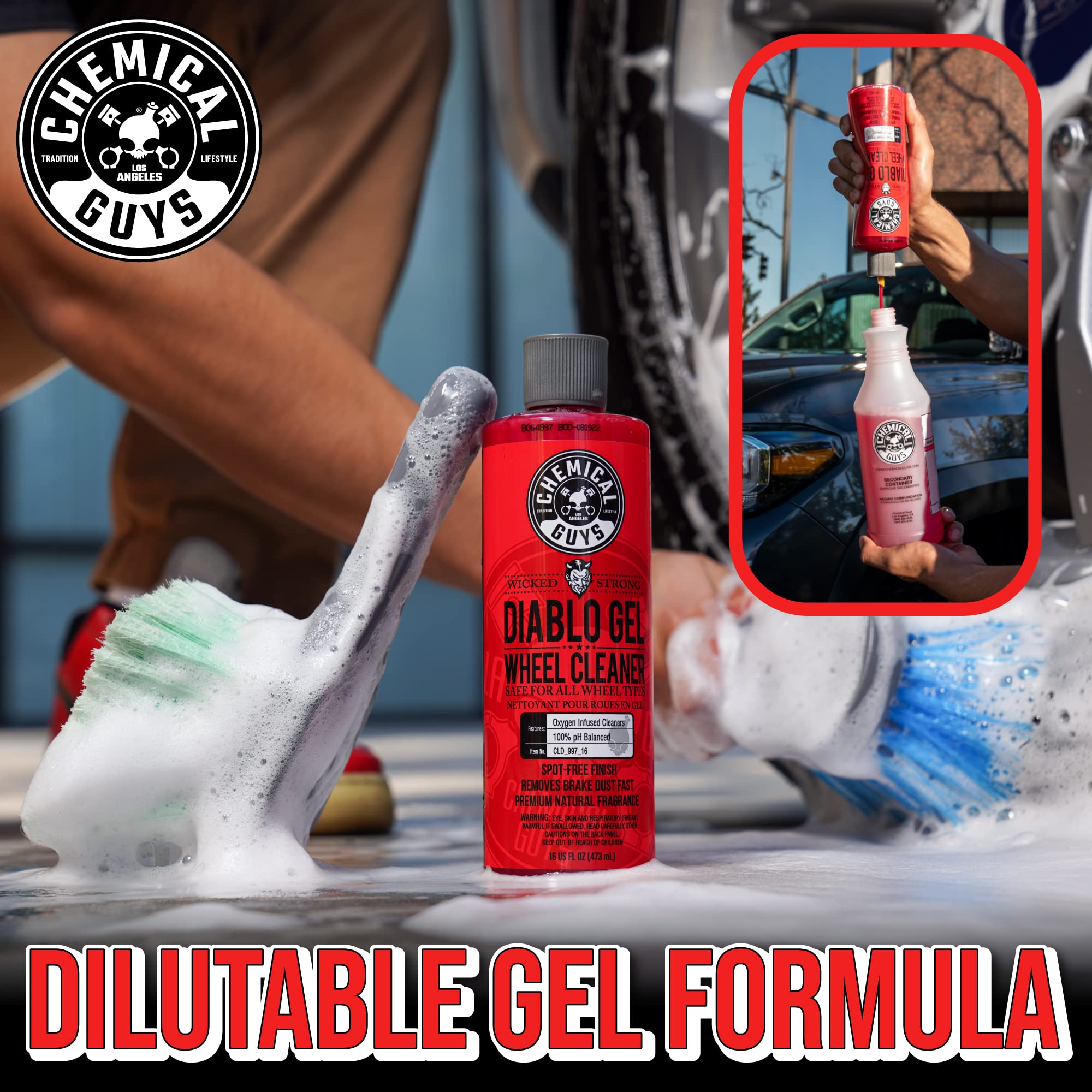 Chemical Guys Diablo Gel CLD_997 Oxygen Infused Foam Wheel and Rim Cleaner, Concentrated (Safe on All Wheel & Rim Finishes), for Cars, Trucks, SUVs, Motorcycles, RVs & More 128 fl oz (1 Gallon)