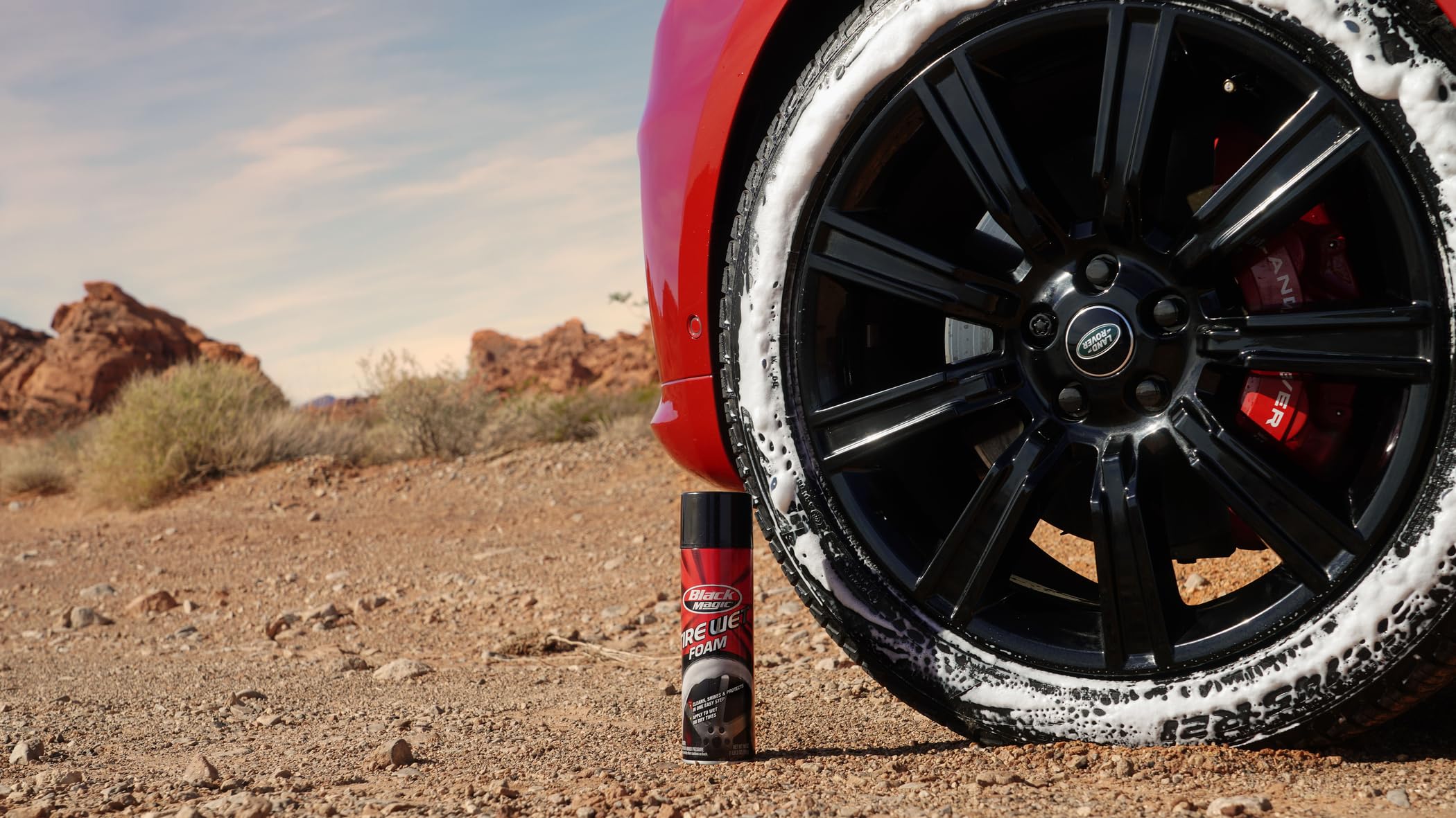 800002220 Black Magic Tire Wet Foam, 18 oz. - Specially Formulated Thick Tire Spray Foam Clings to Tires to Dissolve and Clean Dirt While Shining and Protecting All In One Step