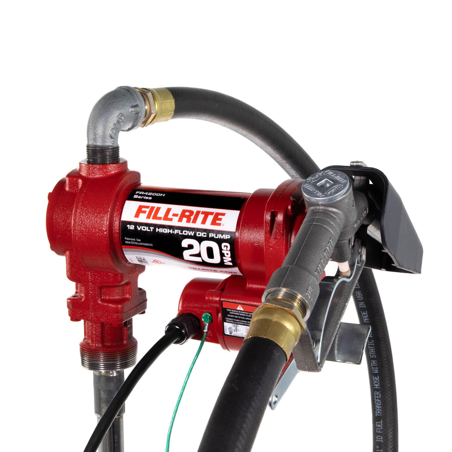 12V Fill-Rite FR4210H 20 GPM Fuel Transfer Pump with Discharge Hose & Manual Nozzle | Gasoline, Diesel, Kerosene, Ethanol & Methanol Blends & Biodiesel