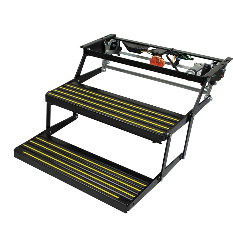 Kwikee Double Electric Revolution RV Steps for 5th Wheel RVs, Travel Trailers, Motorhomes, Hidden Light, Auto Extend and Retract, Anti-Slip Surface, 750 lb. Capacity, Steel Construction - 3725791