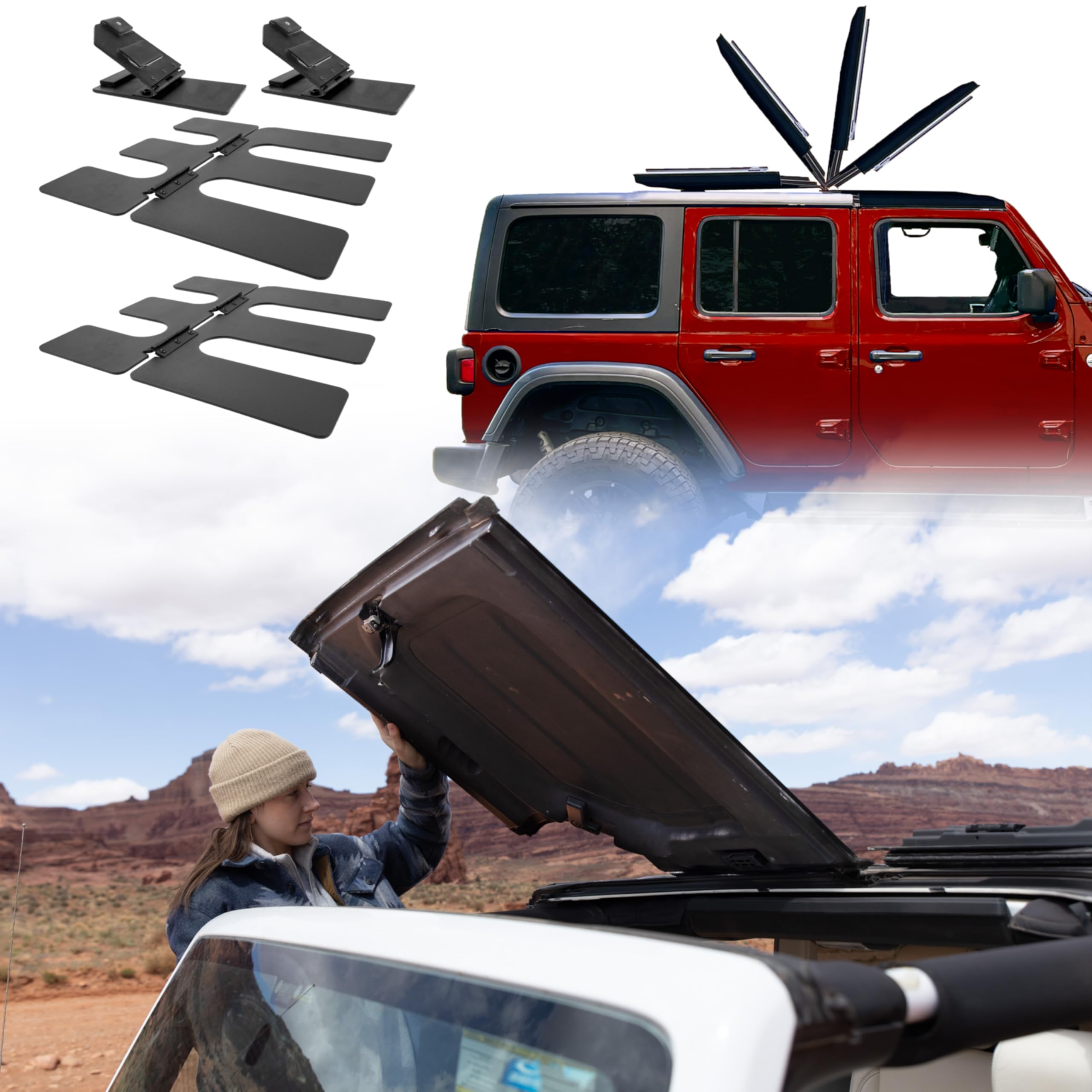 Flip-Top EZ for JKU Jeep Wrangler Freedom Panels One Person Flip Back System—Flip Back Your Jeep Hard Top Panels in Seconds! Patented and Patent Pending