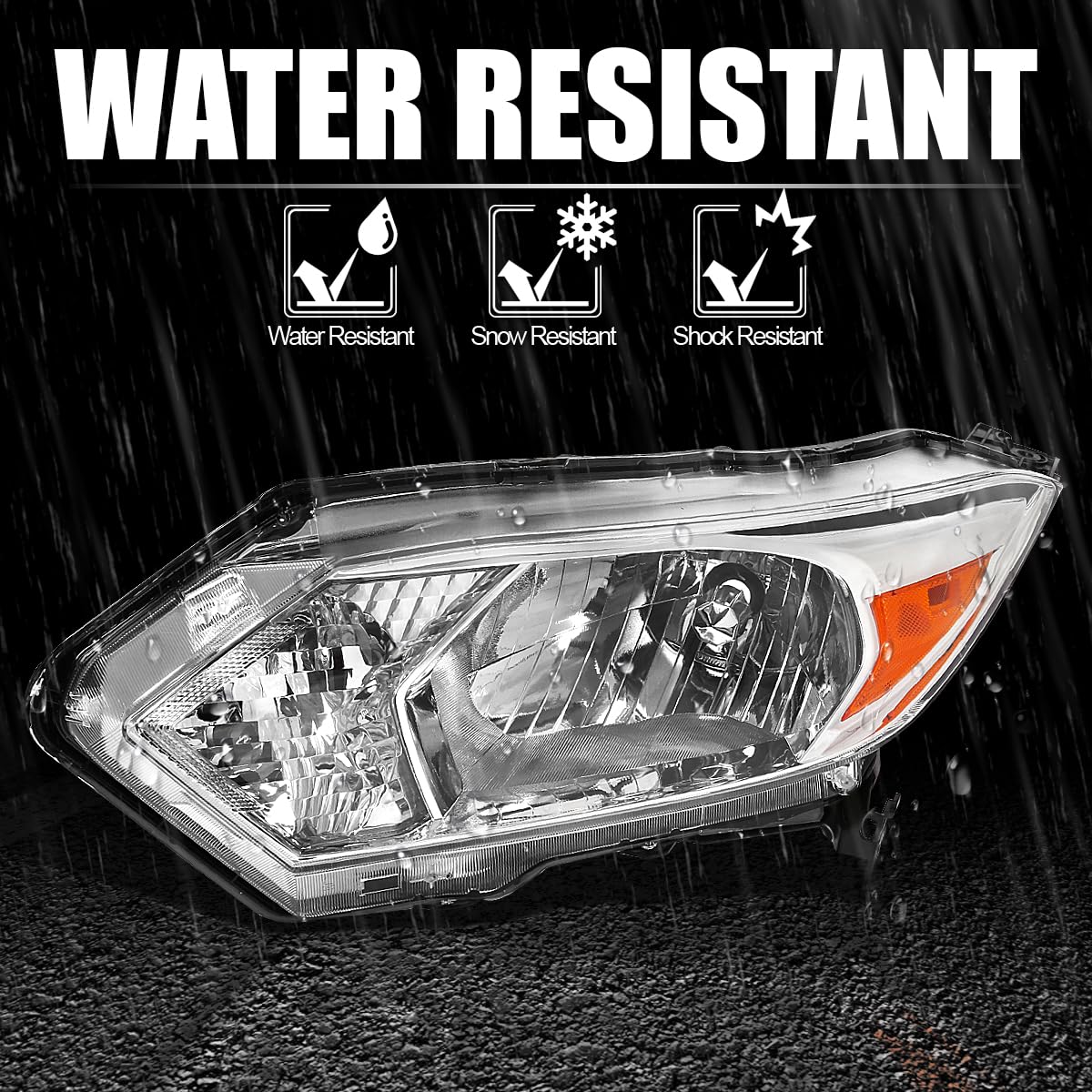 Clear SPEC-D TUNING Headlights w/Amber Reflectors Compatible with 2016-2018 Honda HRV HR-V L+R Pair Head Light Lamp Assembly